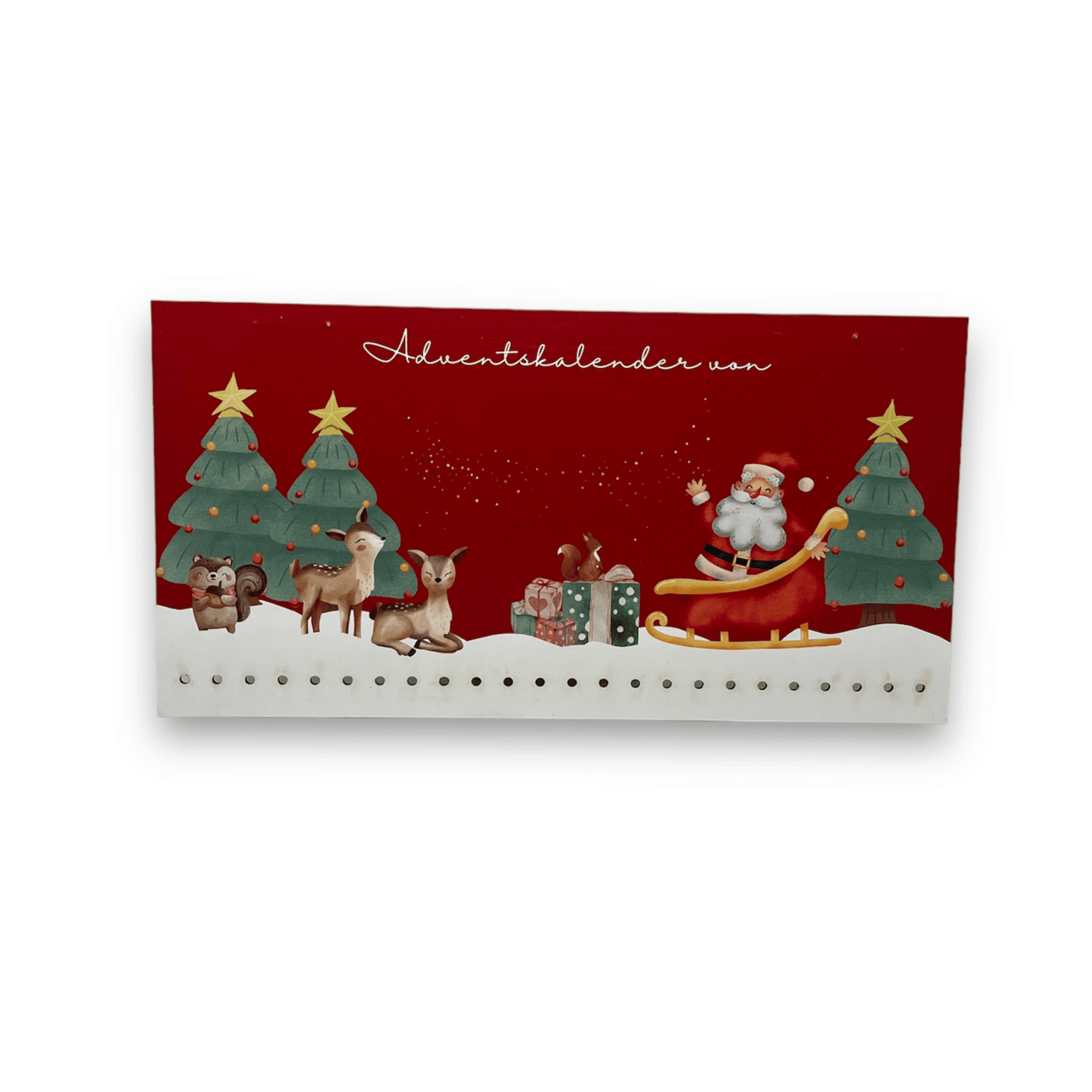 Adventskalender mit Wunschnamen - Weihnachtsmann rot