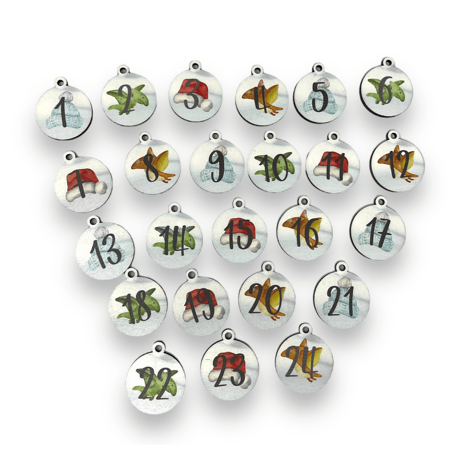 Adventskalender mit Wunschnamen - Schnee Dinos weihnachtlich