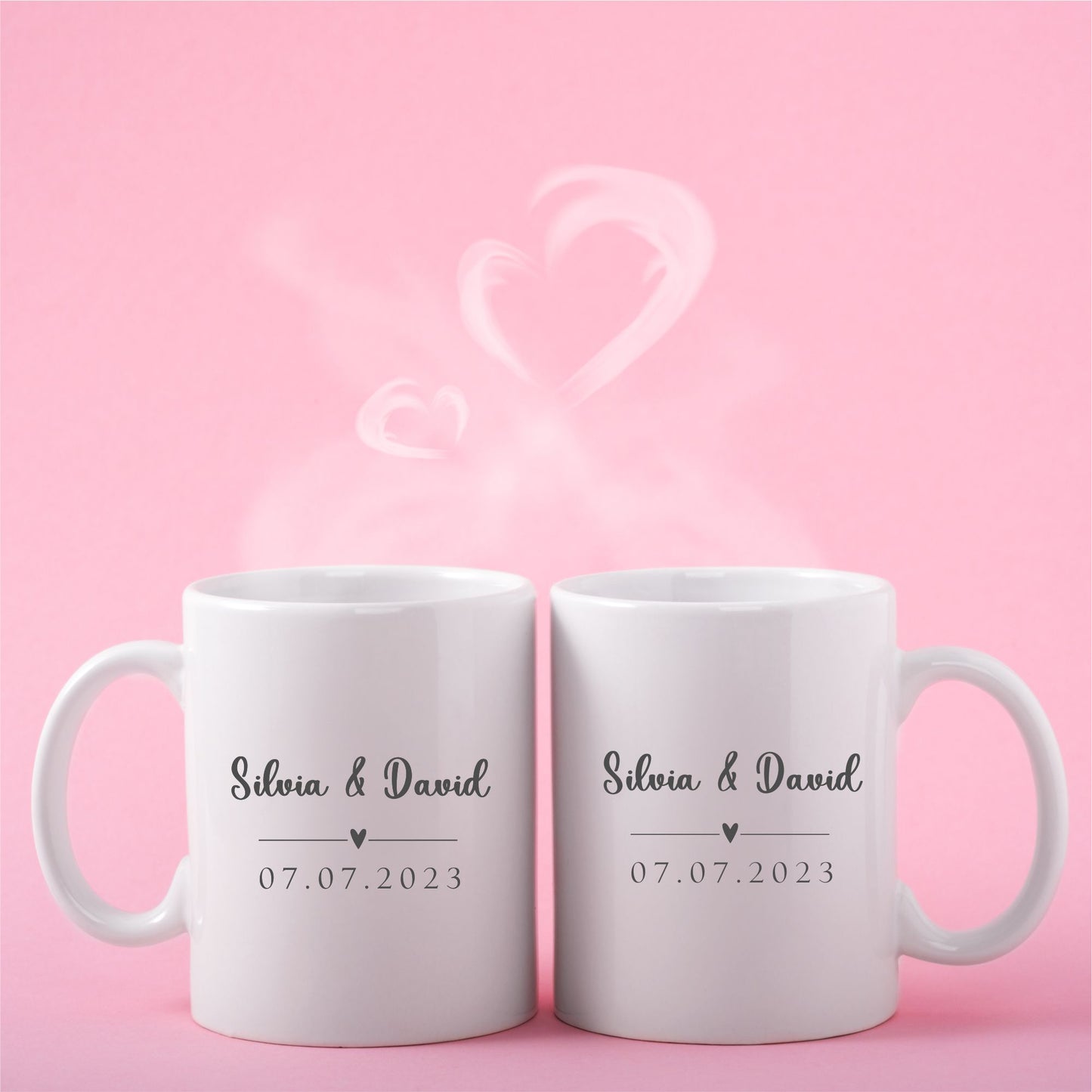 Becher Set mit Herzchen und Wunschtext
