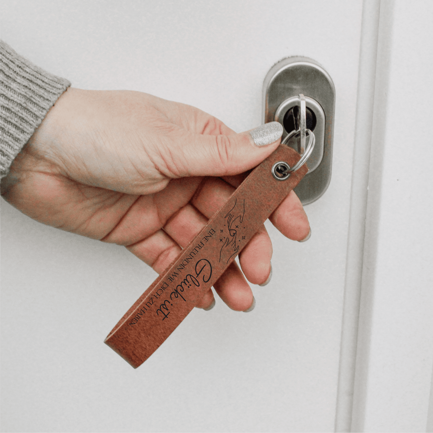 Leder Schlüsselanhänger schmal - Glück ist eine Freundin wie dich zu haben