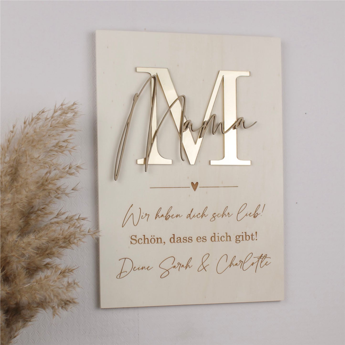 Holzbild A4 M-Mama mit Wunschtext