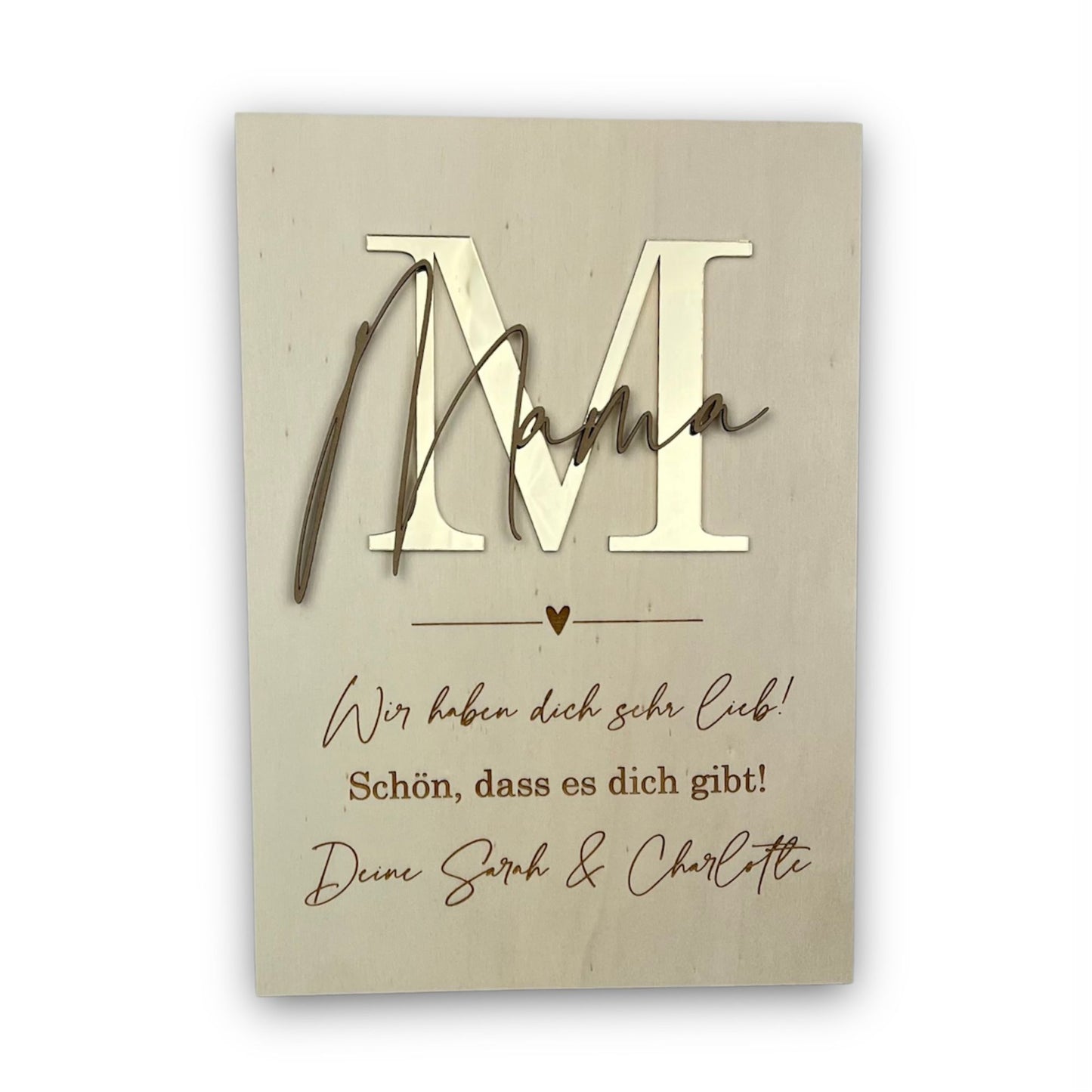 Holzbild A4 M-Mama mit Wunschtext