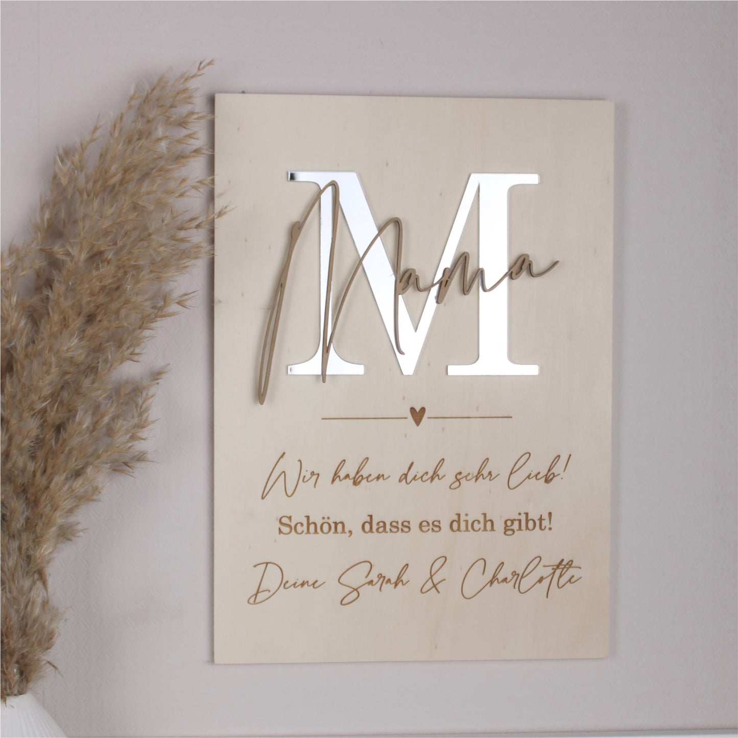 Holzbild A4 M-Mama mit Wunschtext