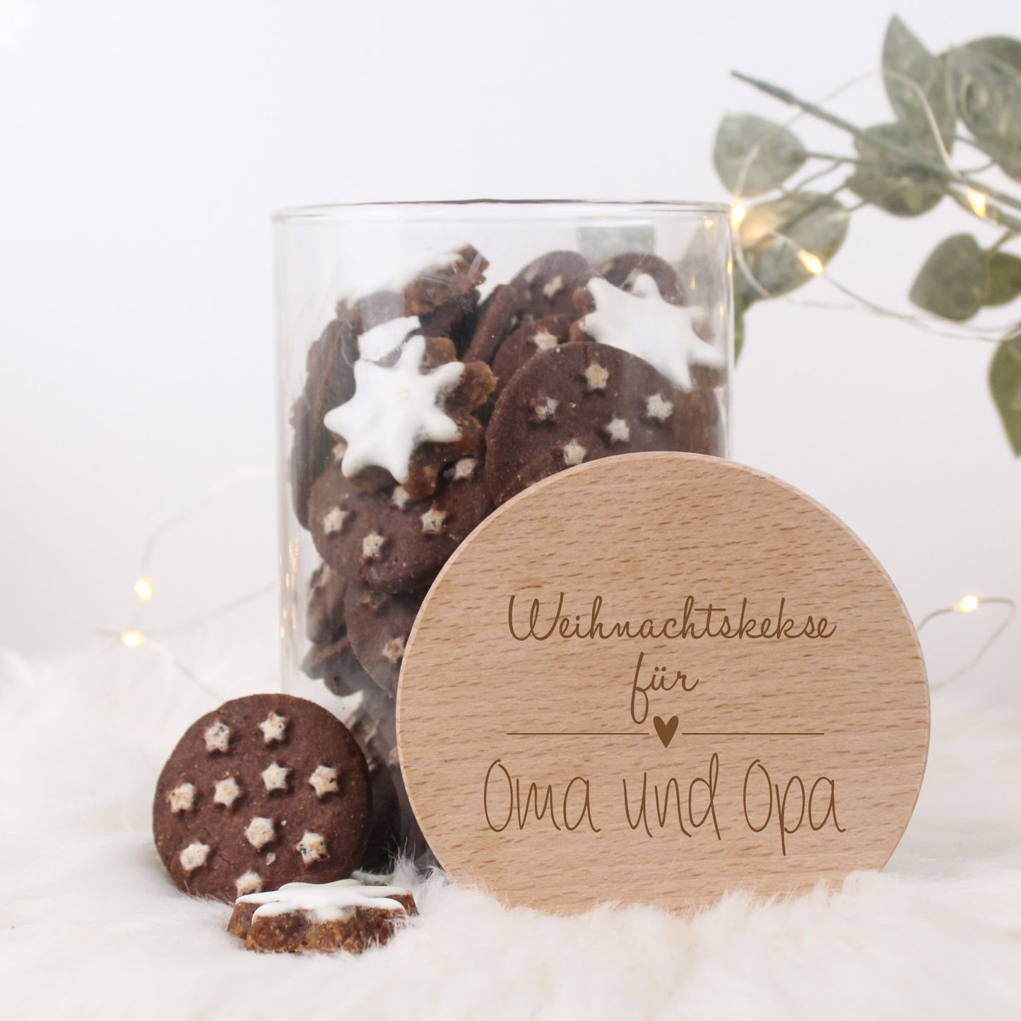 Keksglas 880ml mit Holzdeckel - mit Herz und deiner WUNSCHGRAVUR