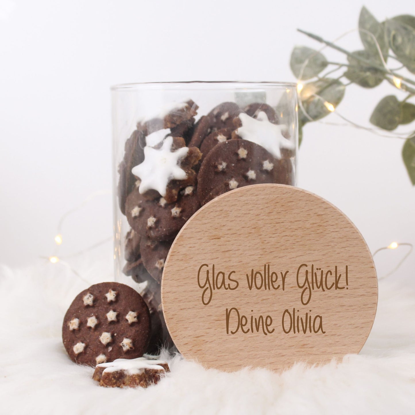 Keksglas 880ml mit Holzdeckel - mit deiner WUNSCHGRAVUR