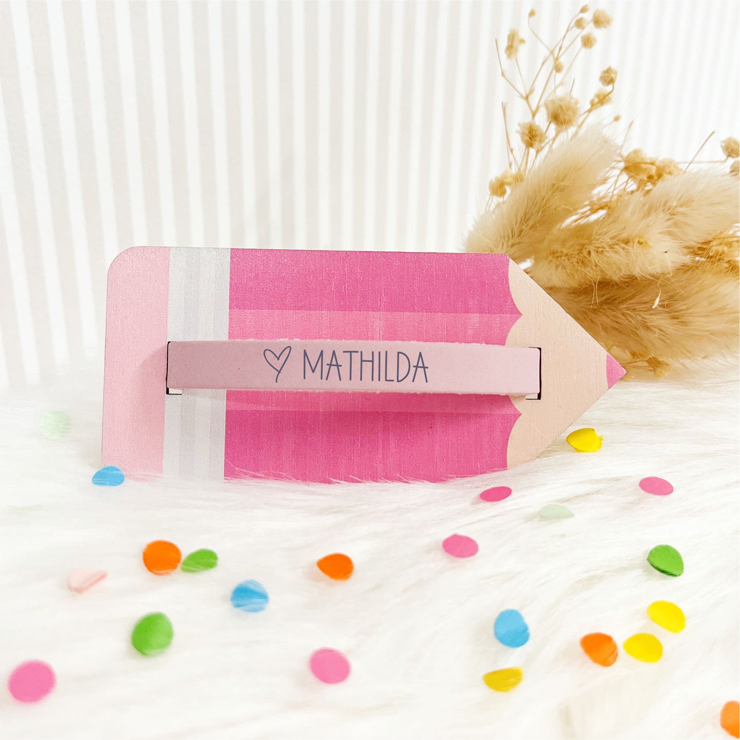 Lederarmband SOS einfach rosa mit Wunschgravur und Holzkarte Stift
