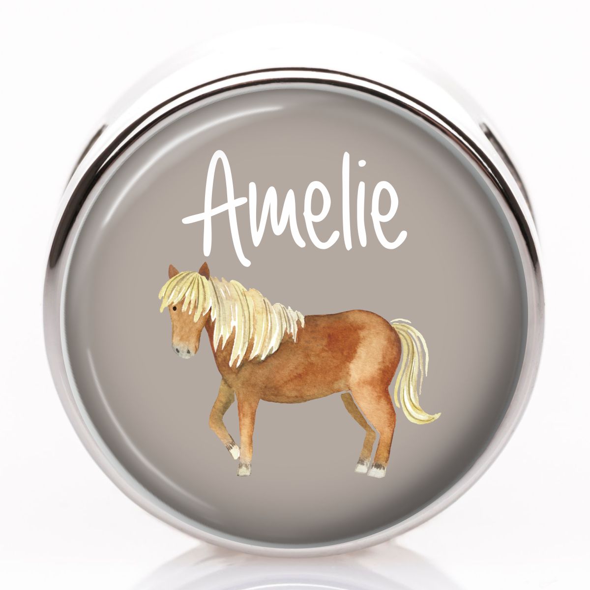 Schiebeperle Pferd beige mit Wunschtext