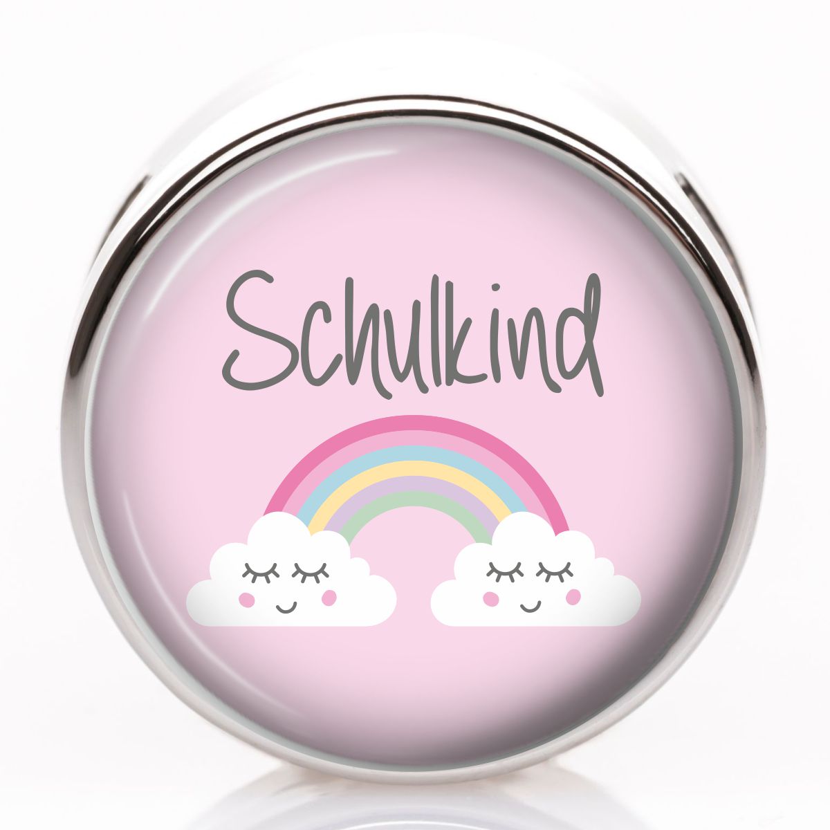 Lederarmband einfach rosa Schulkind und Regenbogen Wunschtext 2 Schiebeperle