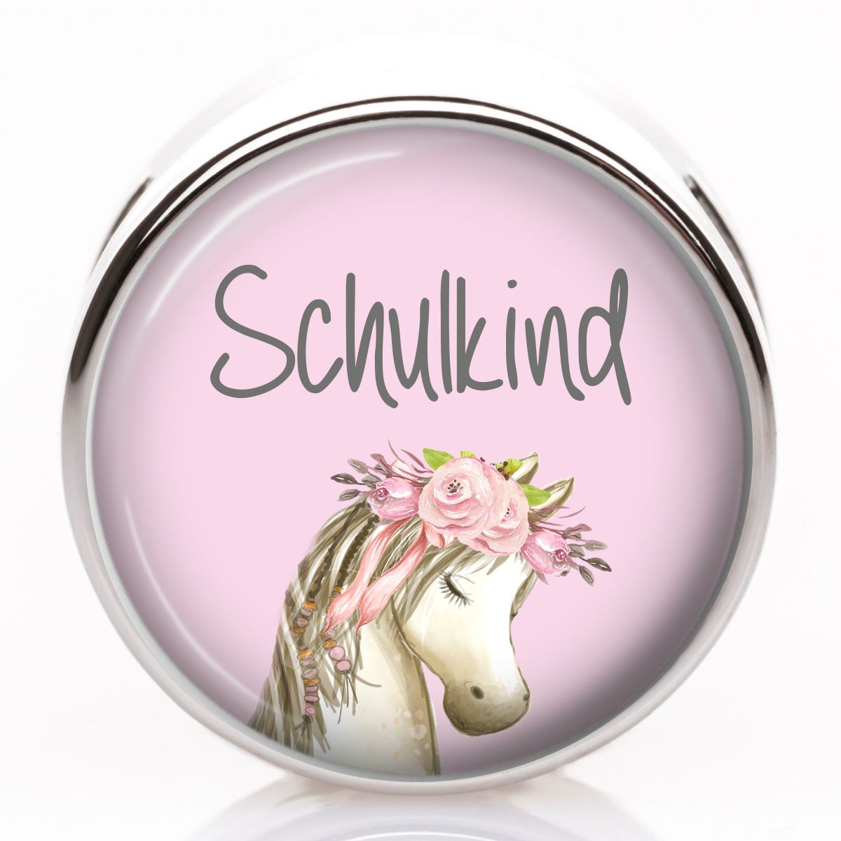 Lederarmband einfach rosa Schulkind und mit Pferd und Hufeisen Wunschtext 2 Schiebeperle