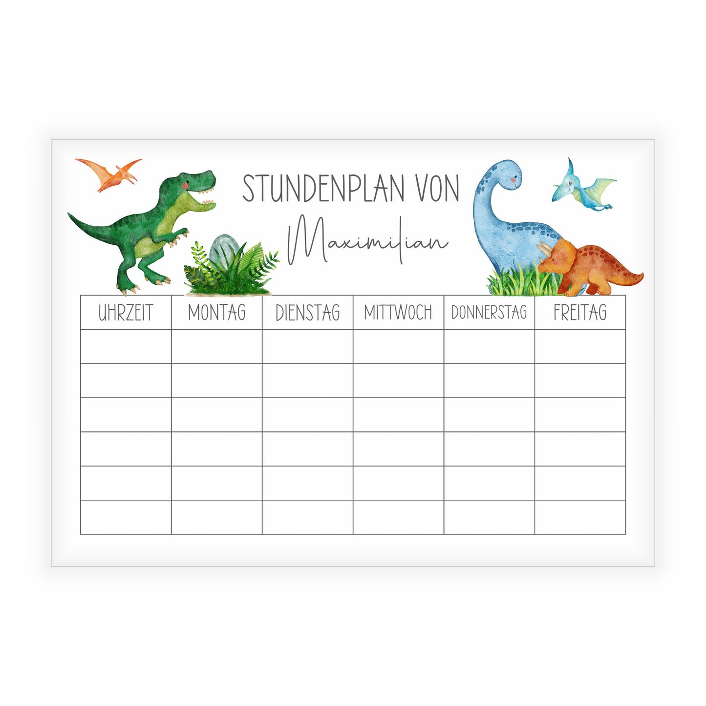 Stundenplan A4 zum Abwischen - Dinosaurier