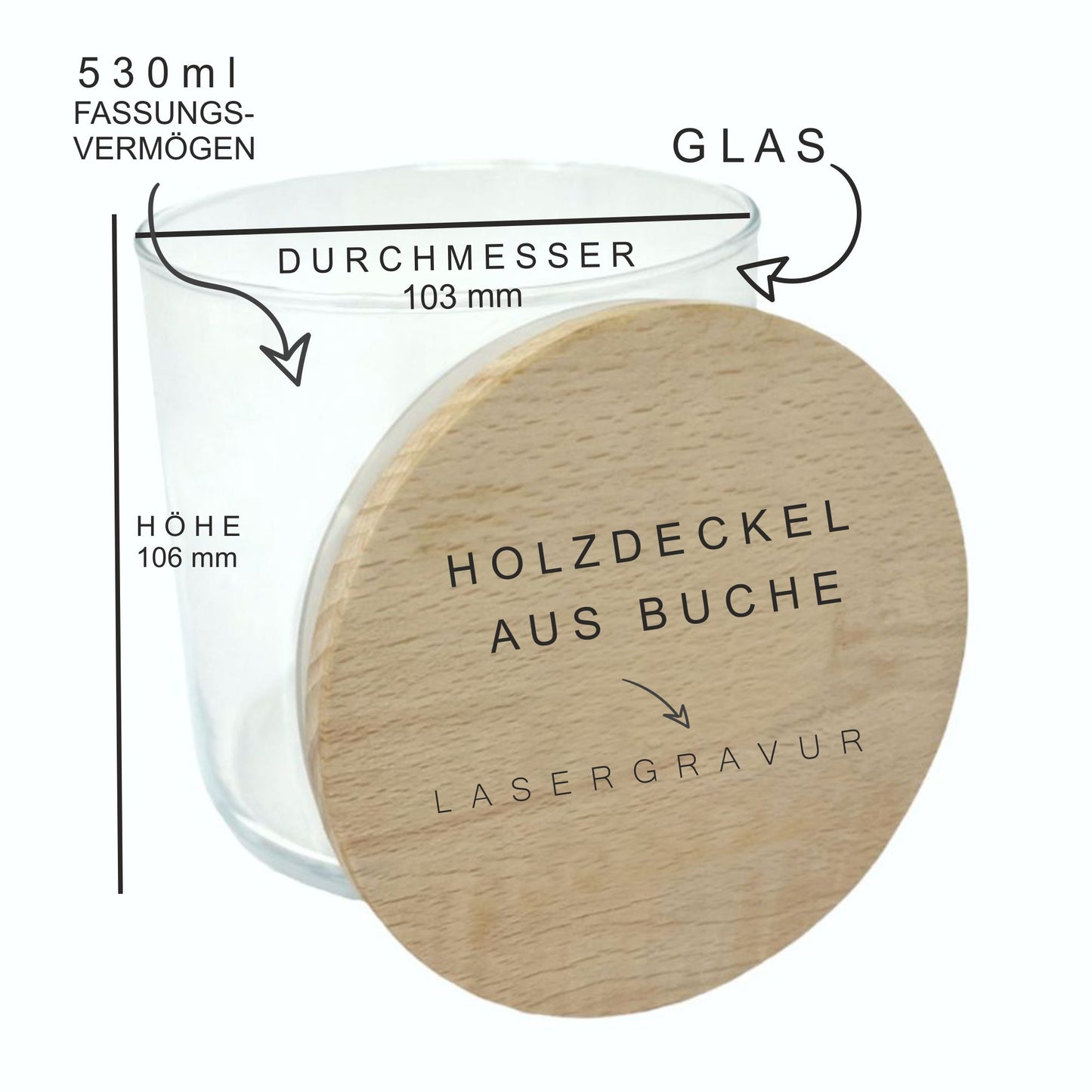 Vorratsglas 530ml mit Holzdeckel - Definition Oma