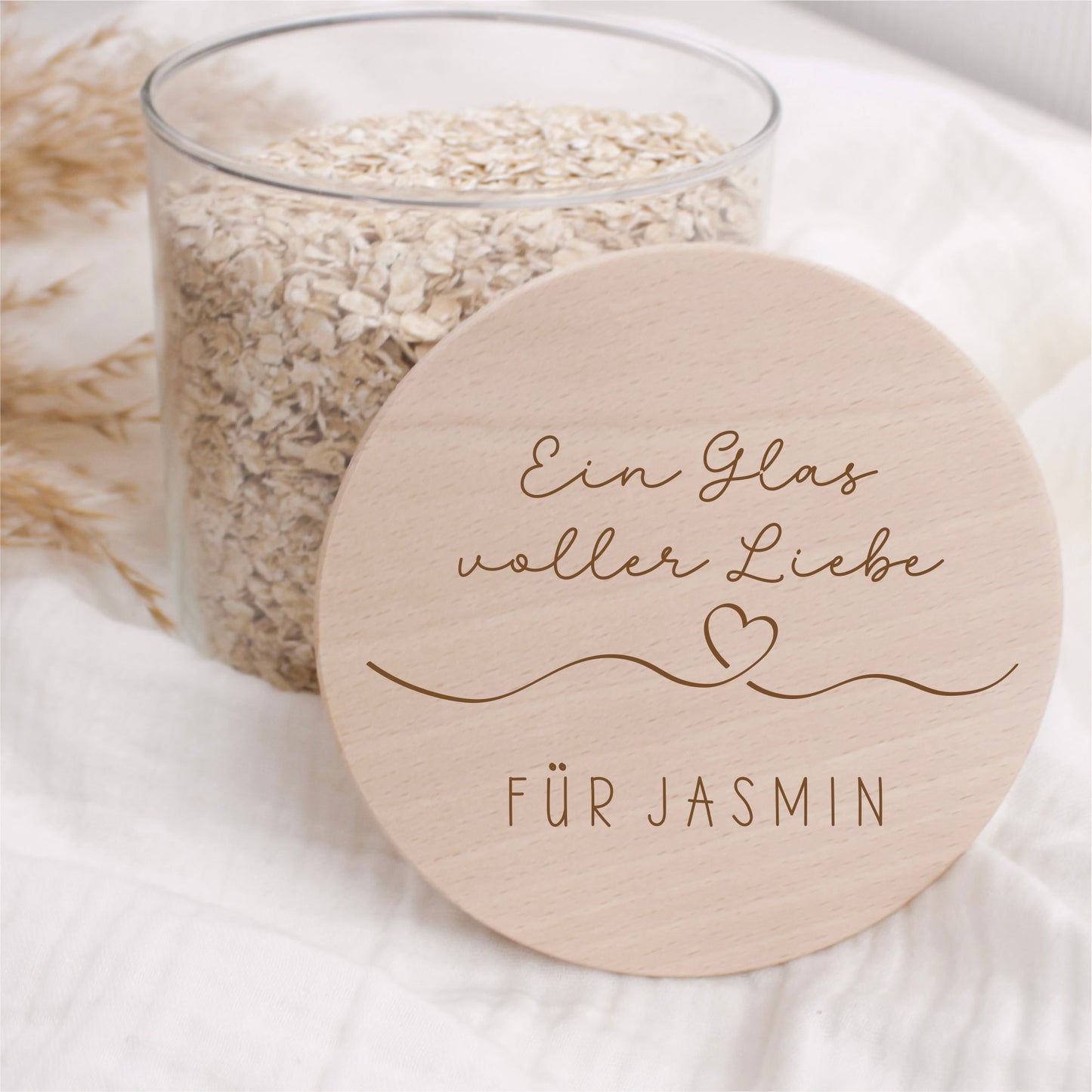 Vorratsglas 530ml mit Holzdeckel - Ein Glas voller Liebe und dein Wunschtext
