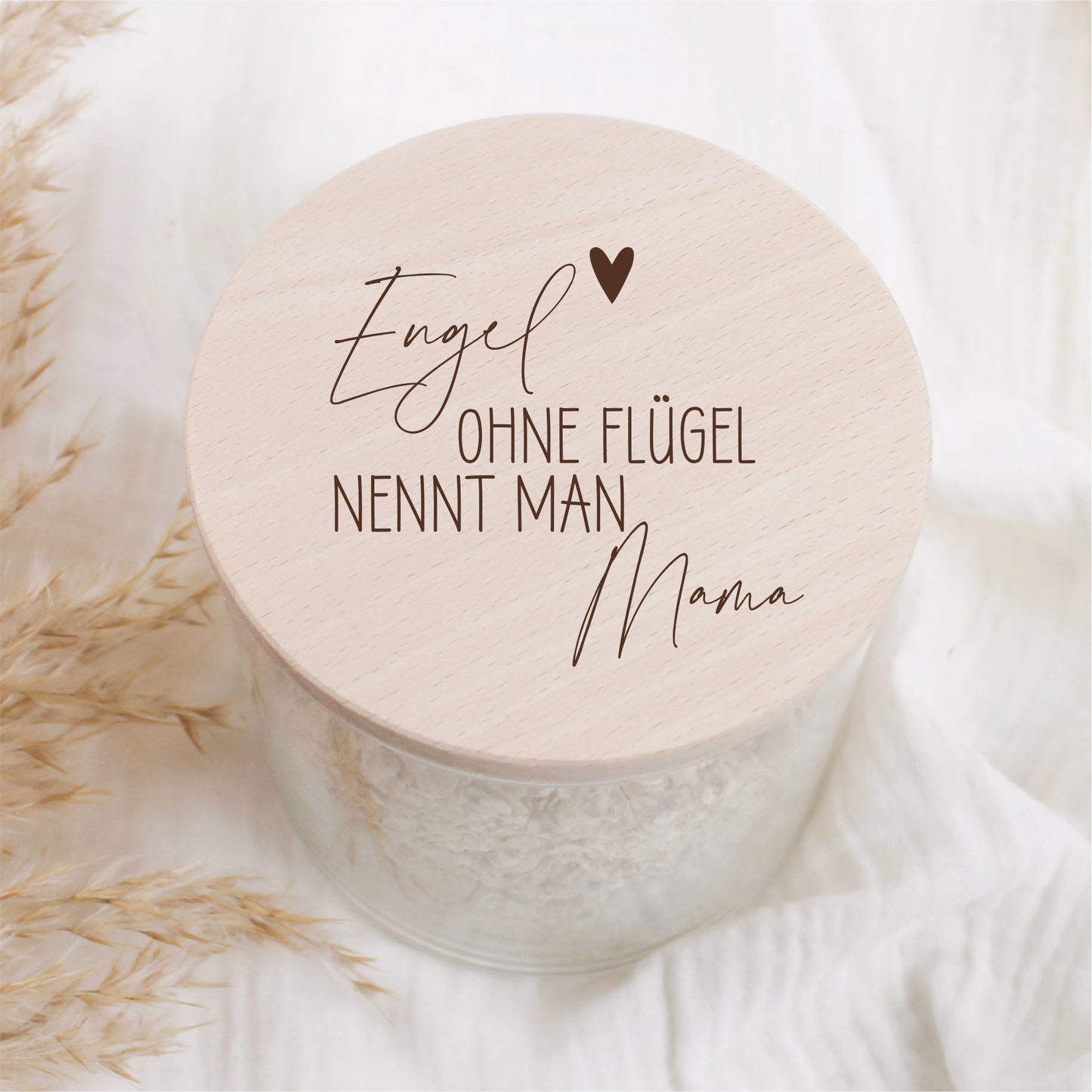 Vorratsglas 530ml mit Holzdeckel - Engel ohne Flügel nennt man Mama