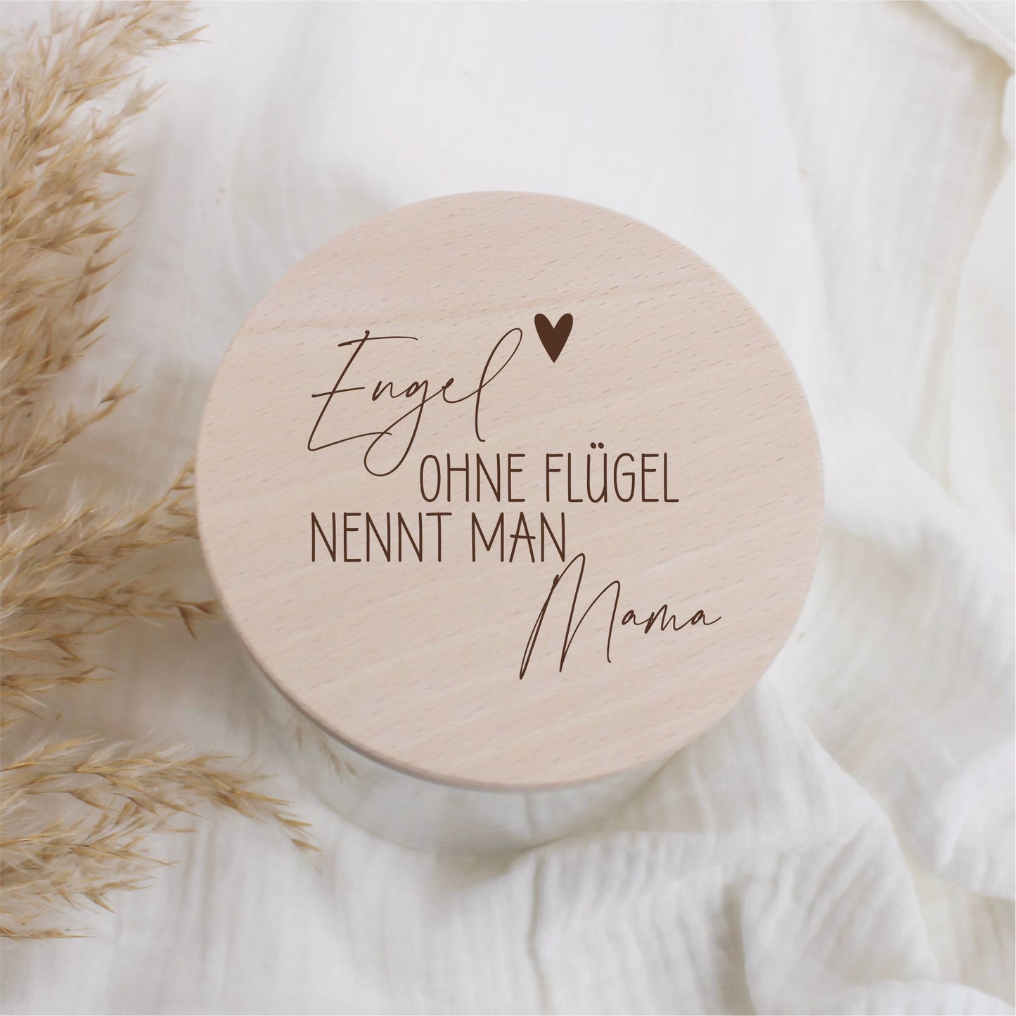 Vorratsglas 530ml mit Holzdeckel - Engel ohne Flügel nennt man Mama