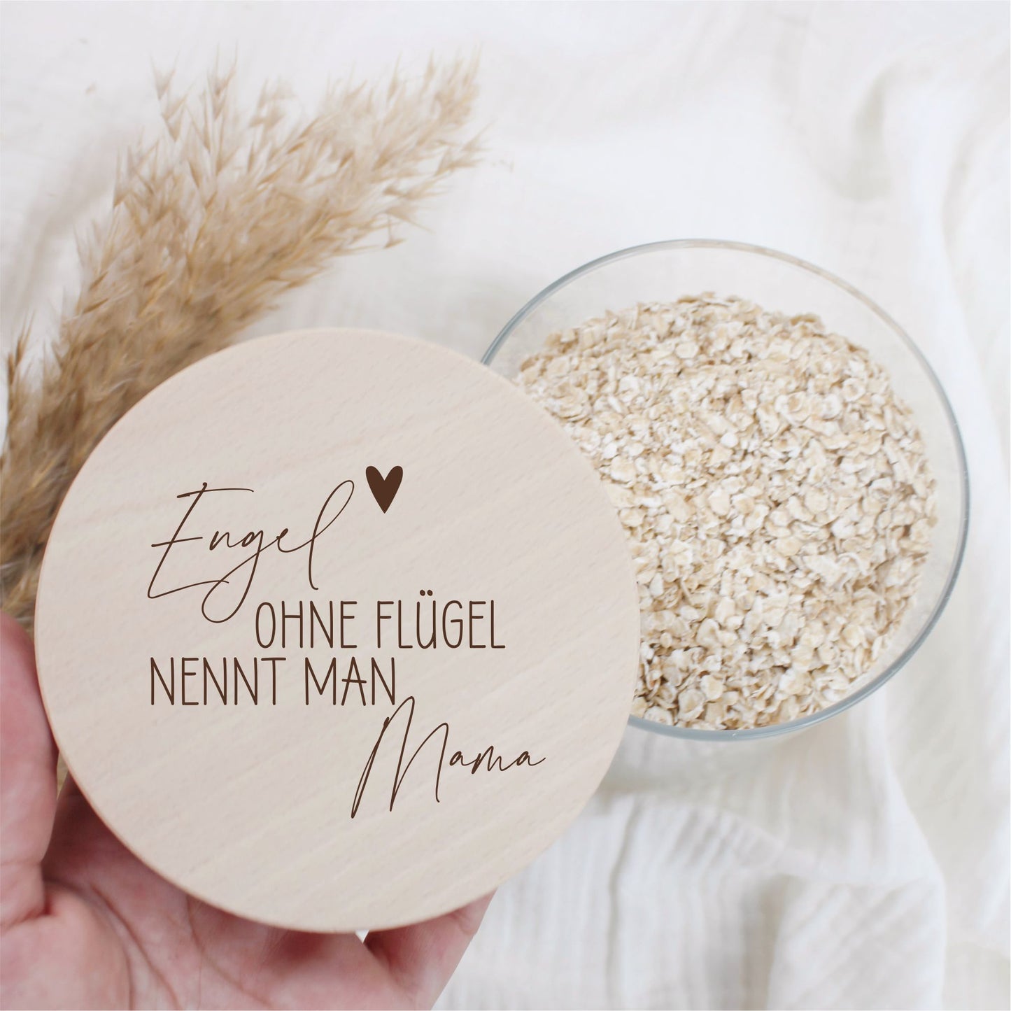 Vorratsglas 530ml mit Holzdeckel - Engel ohne Flügel nennt man Mama