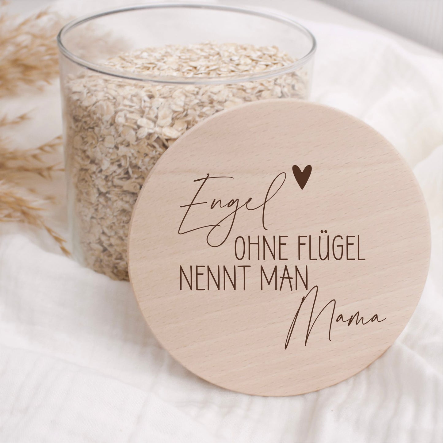 Vorratsglas 530ml mit Holzdeckel - Engel ohne Flügel nennt man Mama