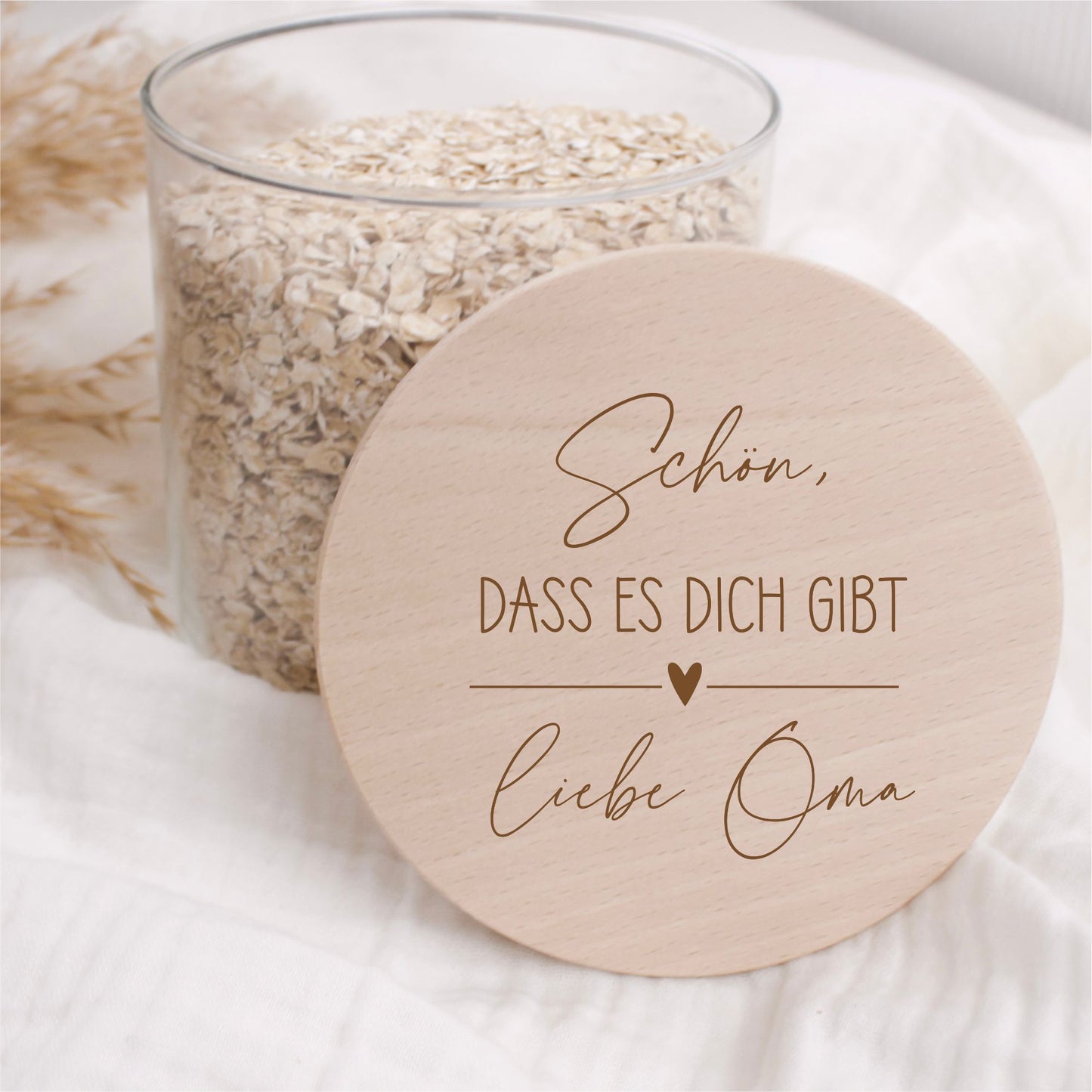 Vorratsglas 530ml mit Holzdeckel - Schön, dass das es dich gibt + dein Wunschtext