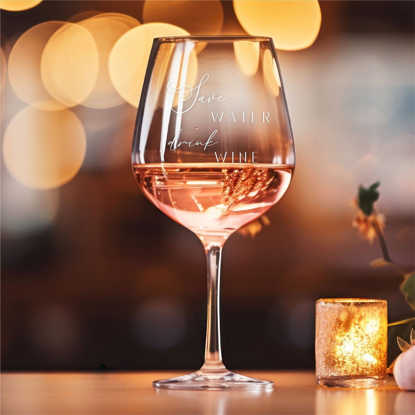 Weinglas Save water drink wine