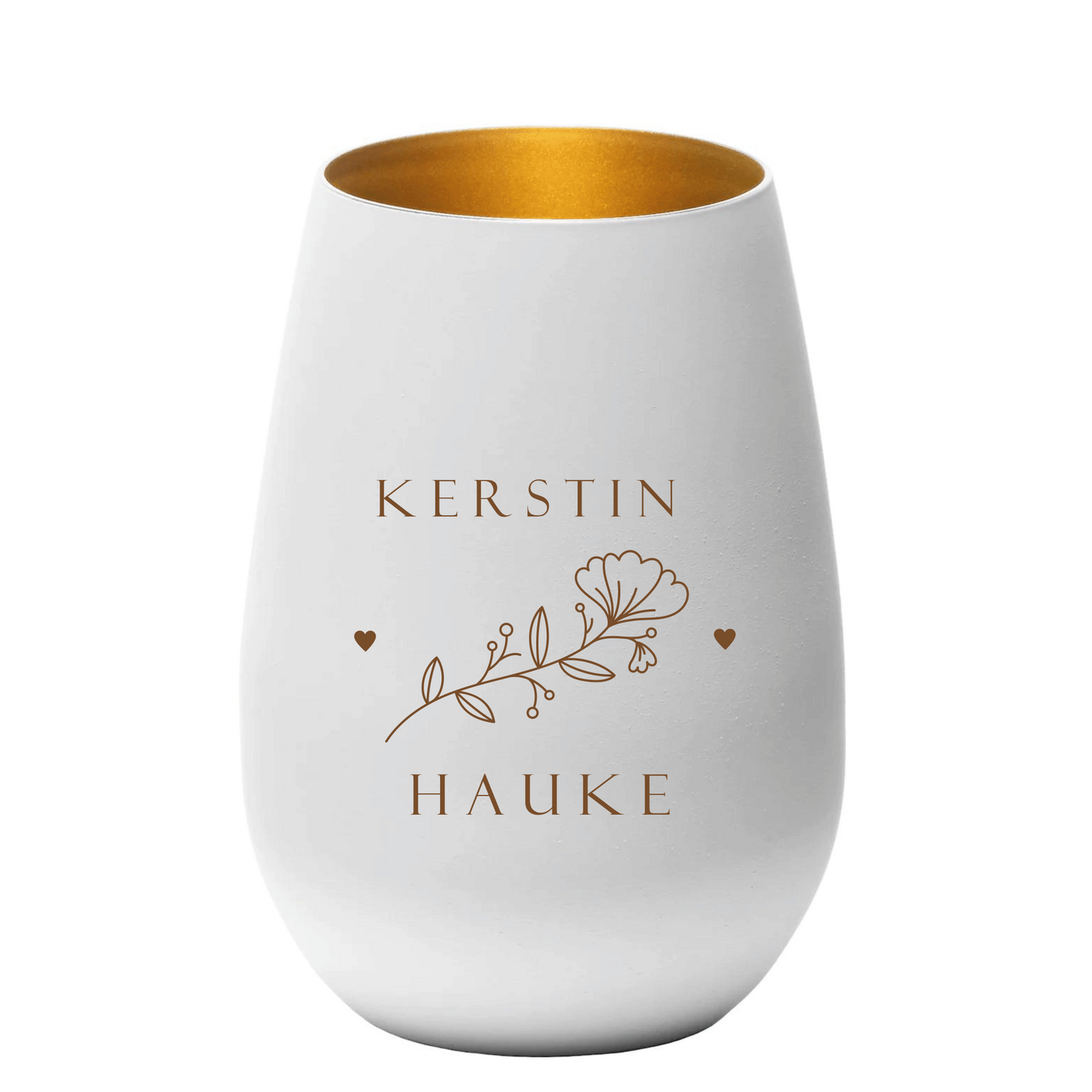Windlicht Blumen mit Herzen und Wunschtext