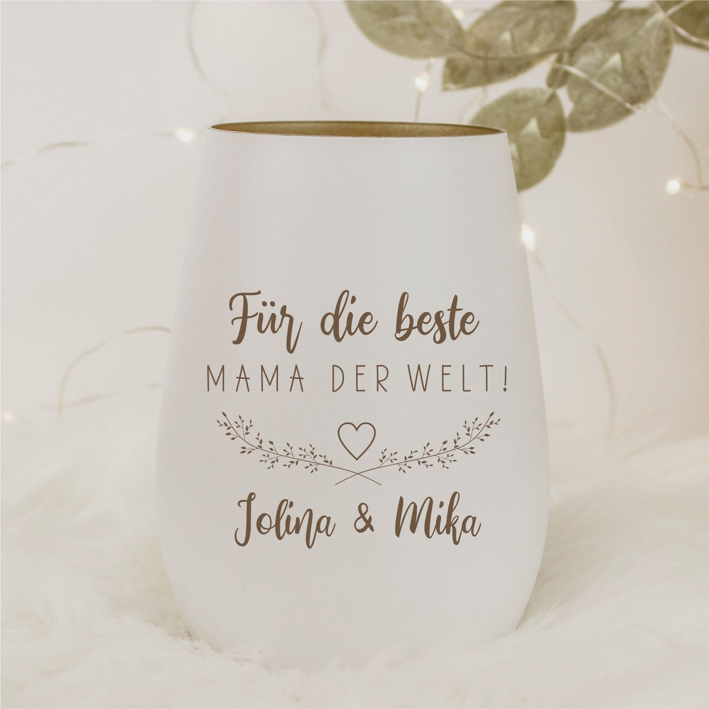 Windlicht Für die beste Mama der Welt mit Wunschtext