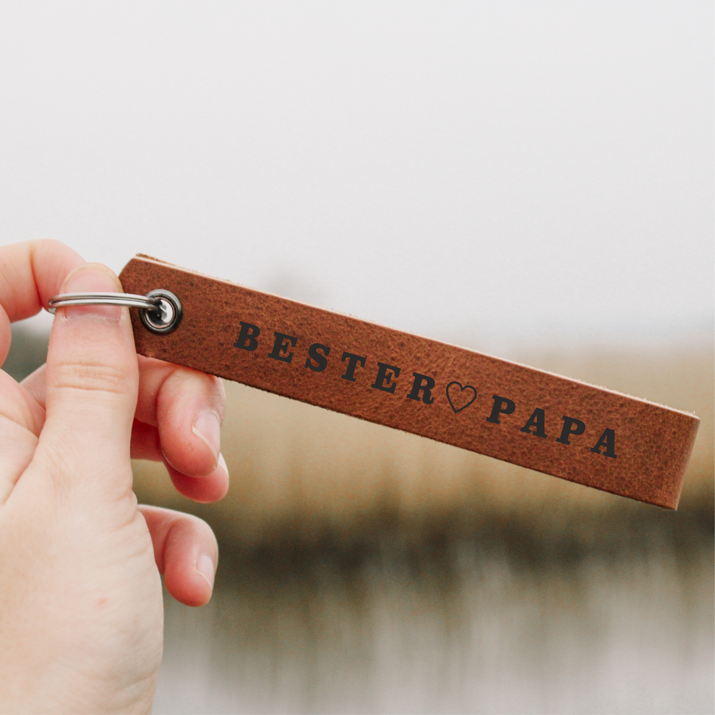 Leder Schlüsselanhänger schmal - bester Papa
