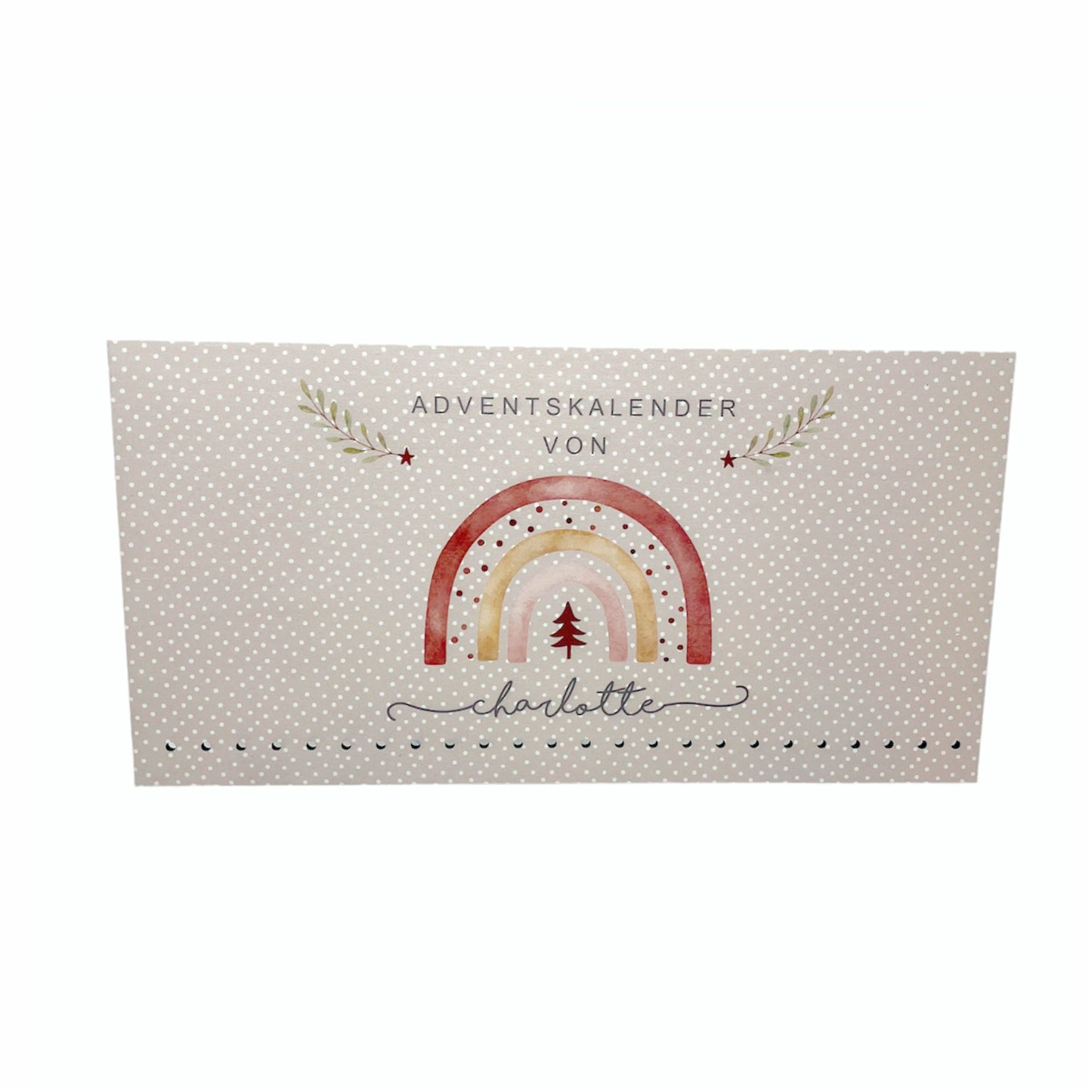 Adventskalender mit Wunschnamen - Regenbogen rosa
