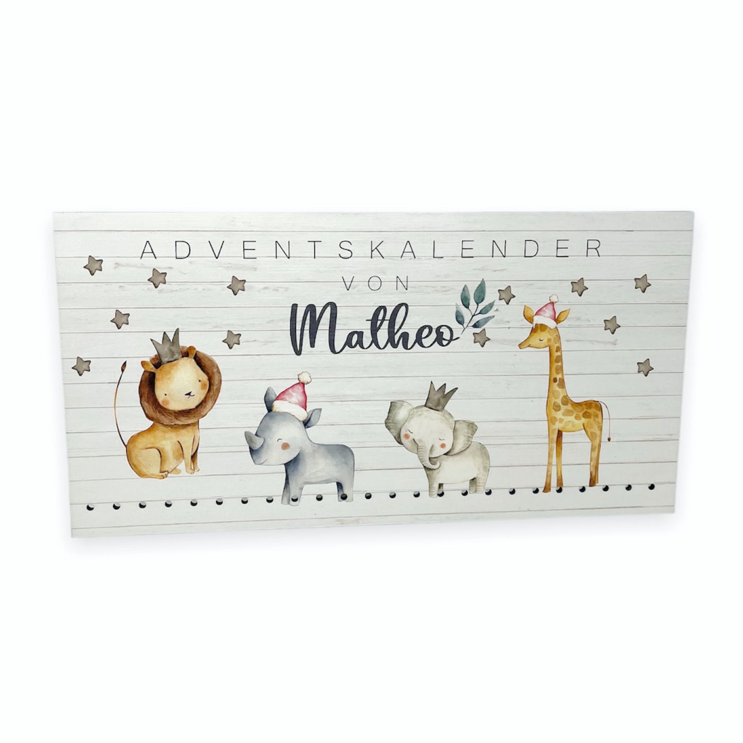 Adventskalender mit Wunschnamen - Safari Tiere