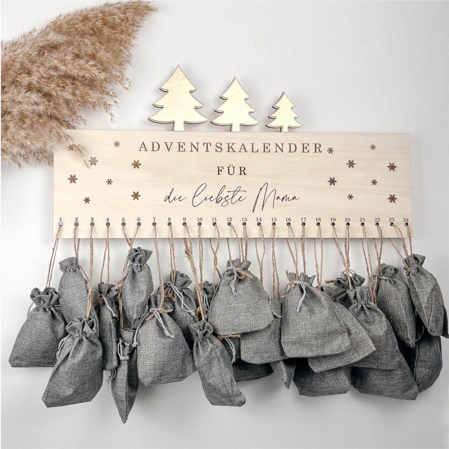 Adventskalender mit Wunschtext - Tannenbäume gold