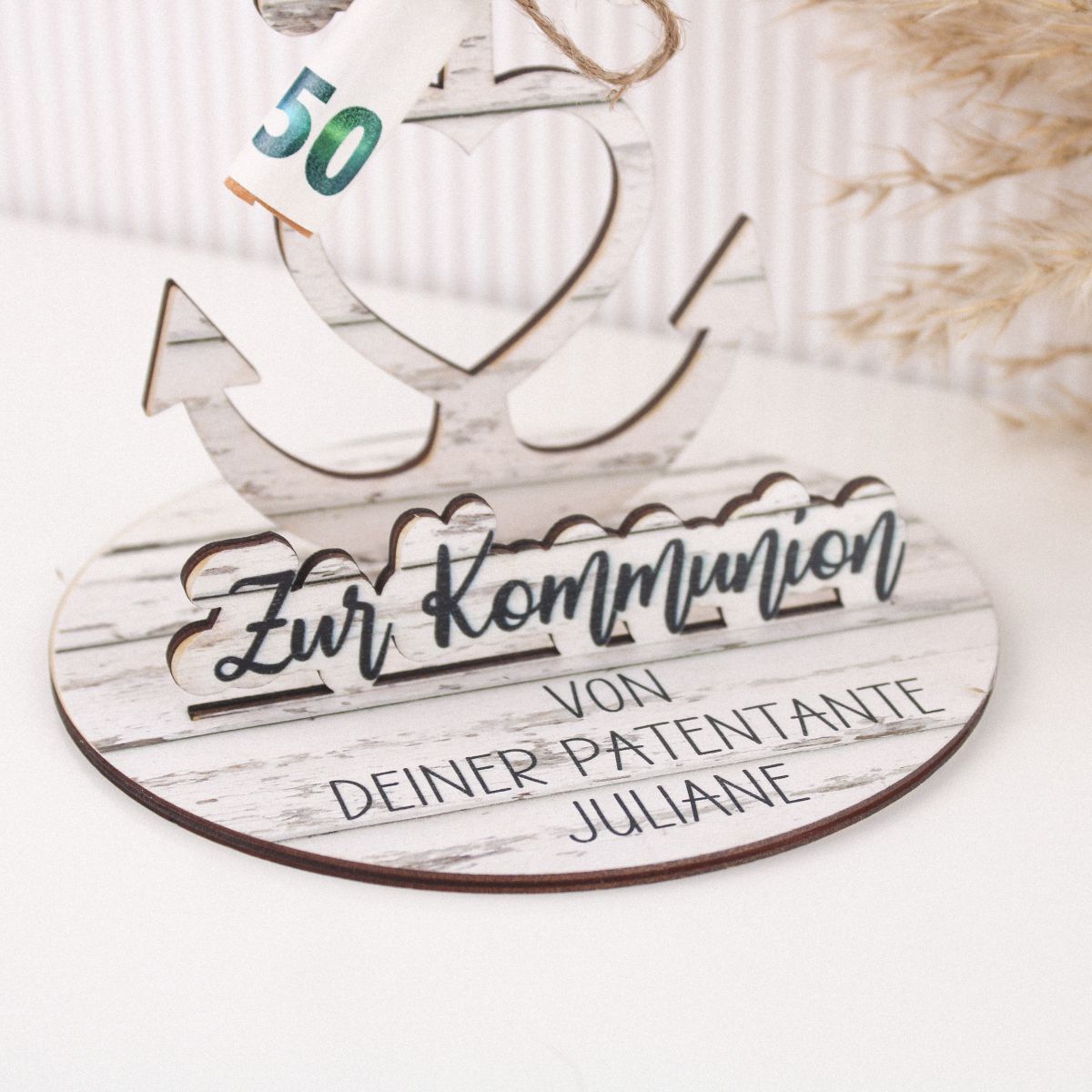 Geldgeschenk Anker zur Konfirmation/ Kommunion mit Wunschtext