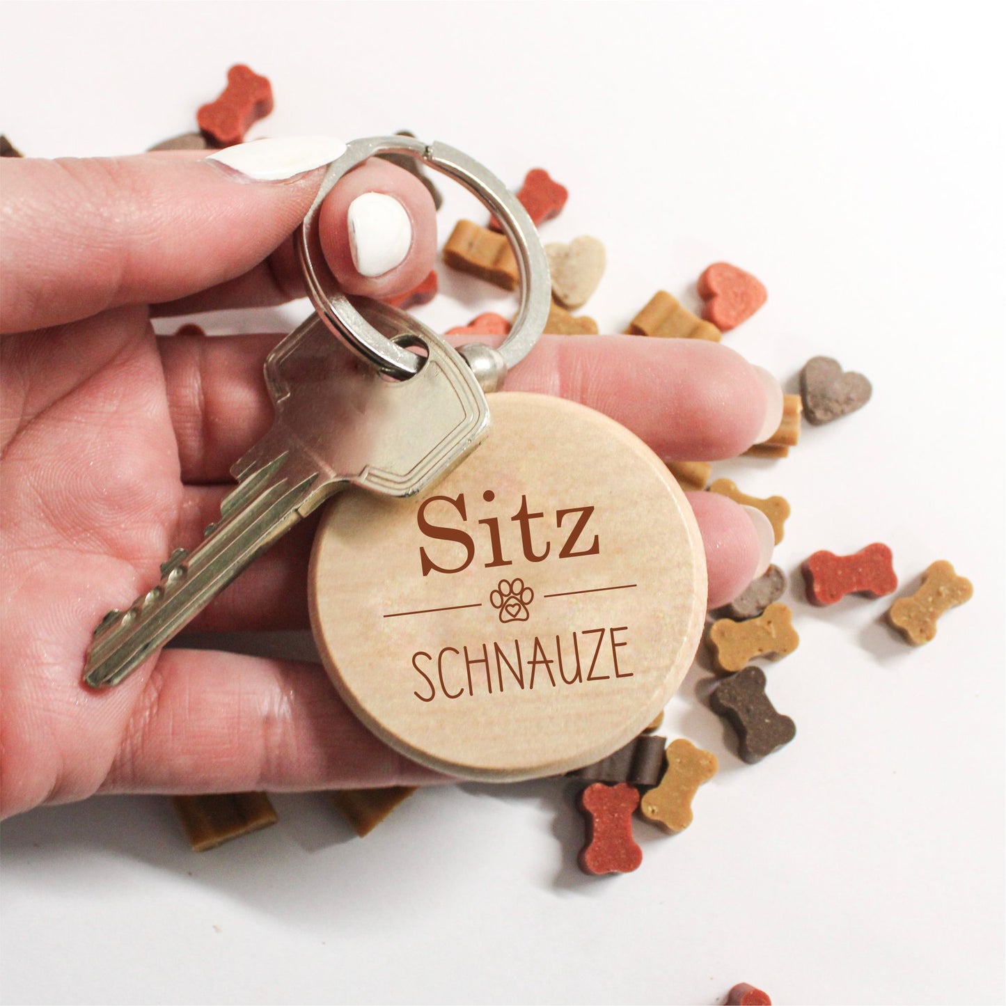 Schlüsselanhänger Holz "Sitz Schnauze" Fenjas Art