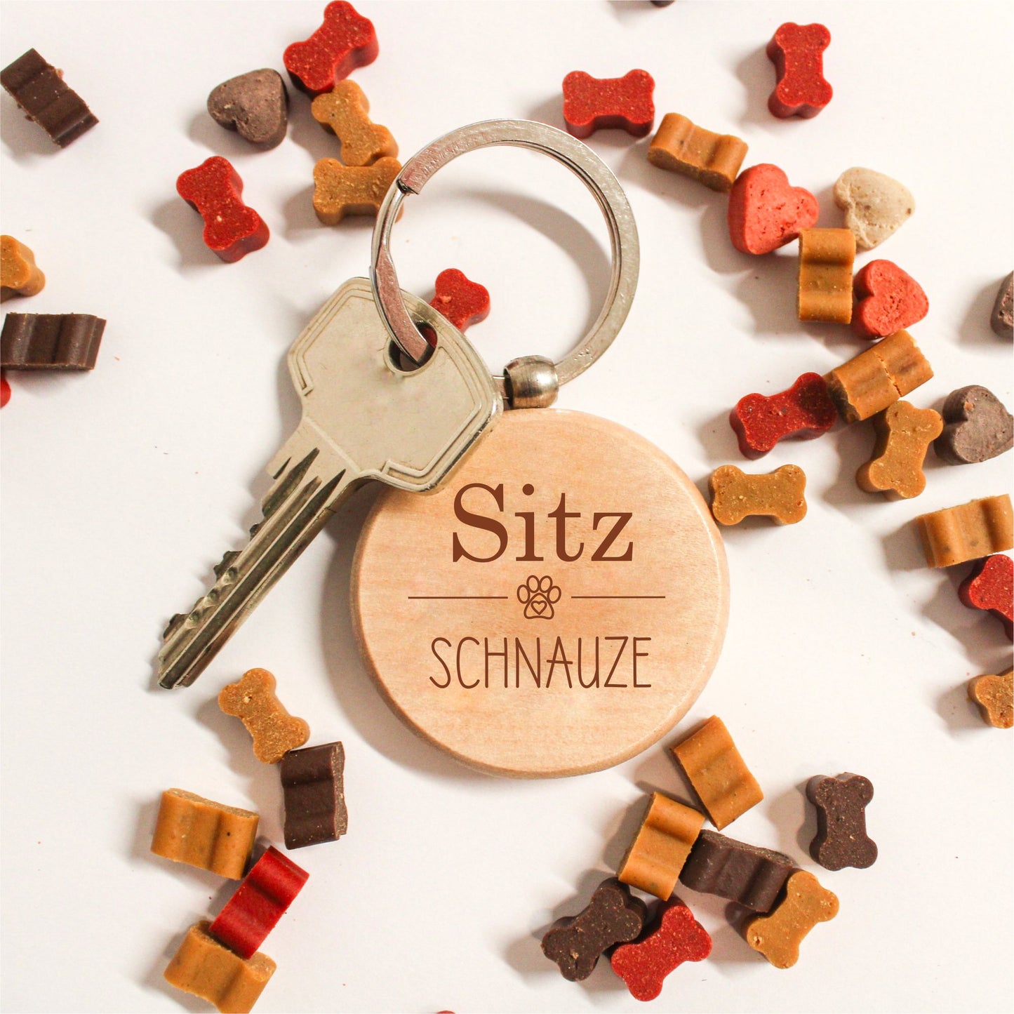 Schlüsselanhänger Holz "Sitz Schnauze" Fenjas Art