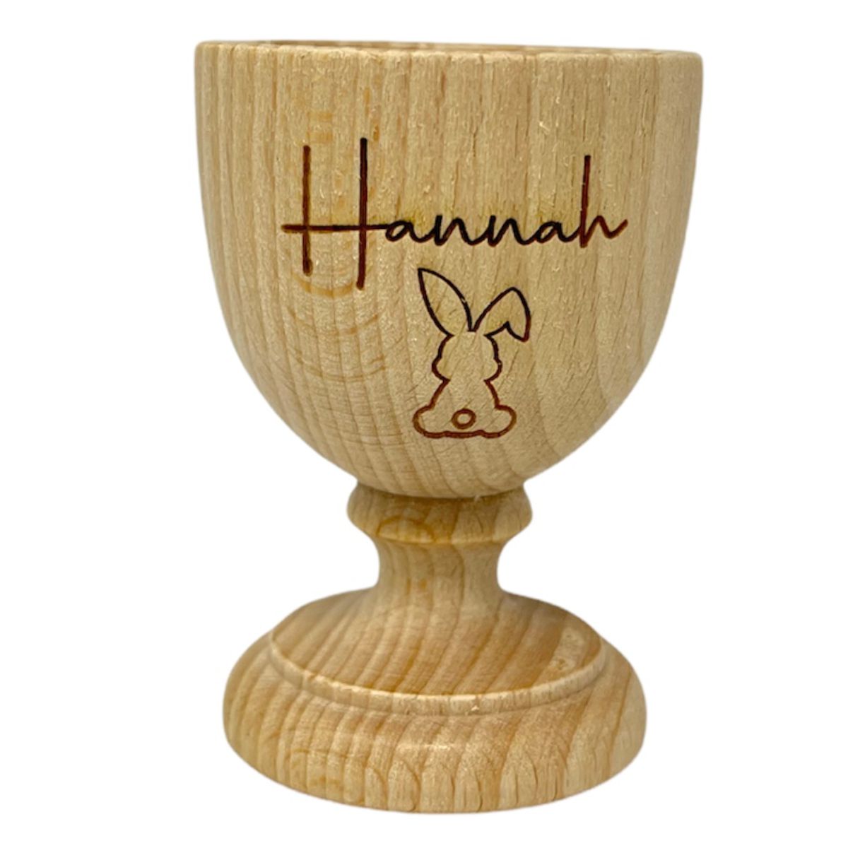 Holzeierbecher mit Hase und Wunschtext