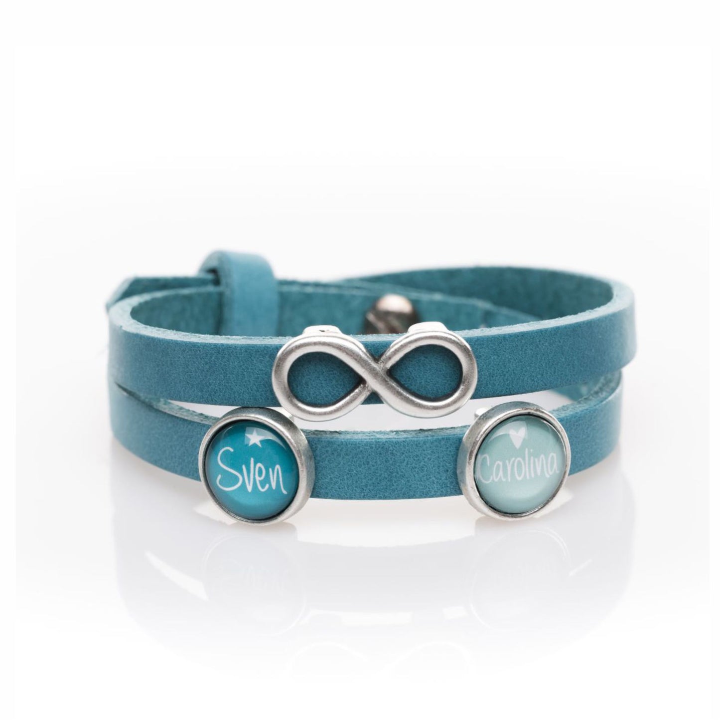 Lederarmband doppelt aquamarine