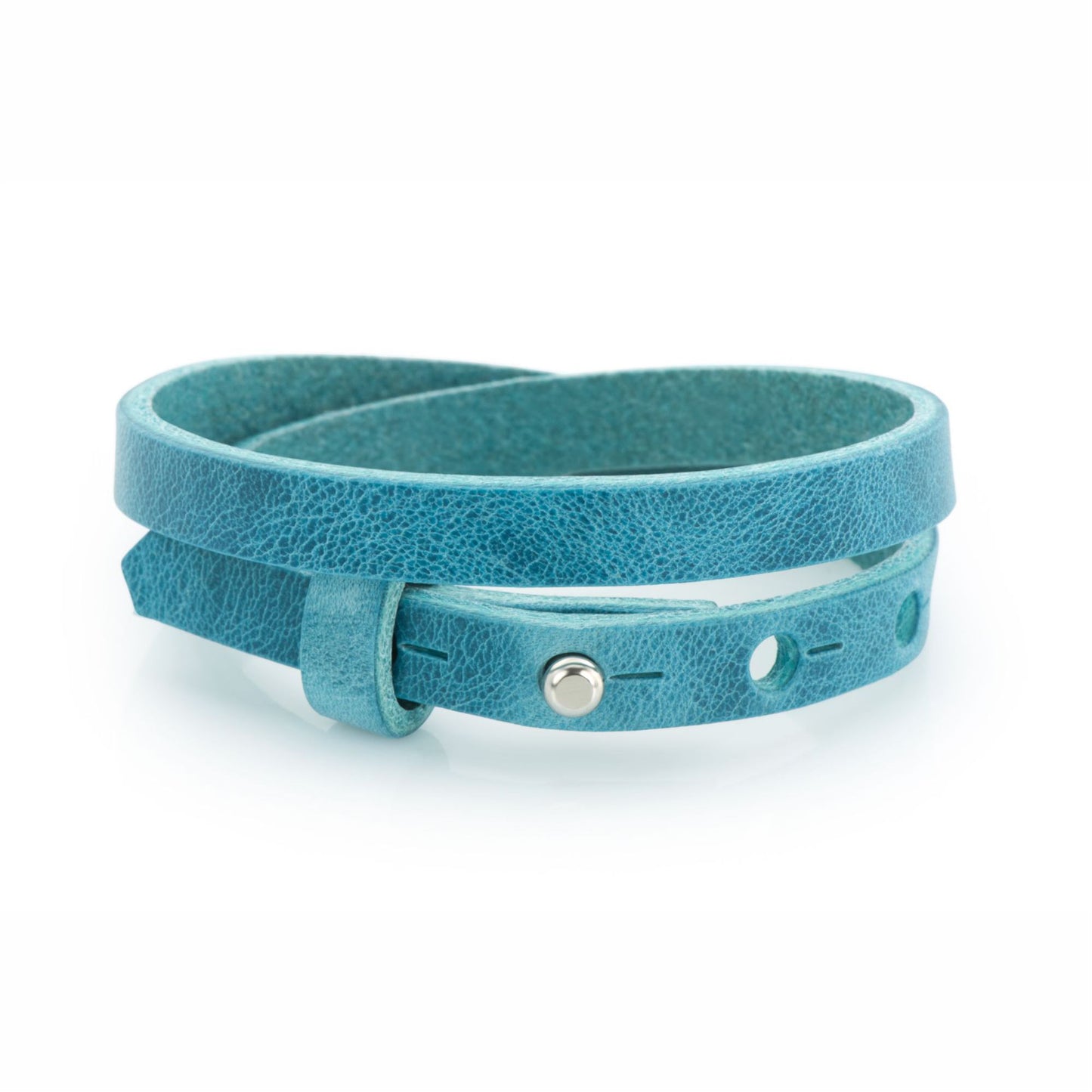 Lederarmband doppelt aquamarine