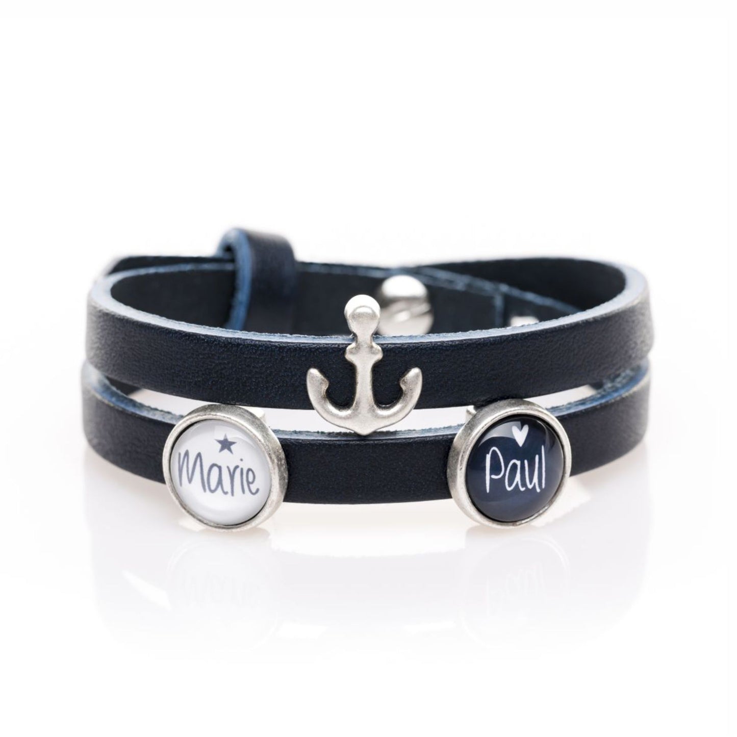 Lederarmband doppelt dunkelblau