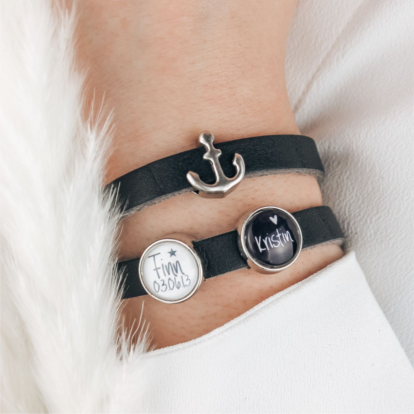 Lederarmband doppelt dunkelblau