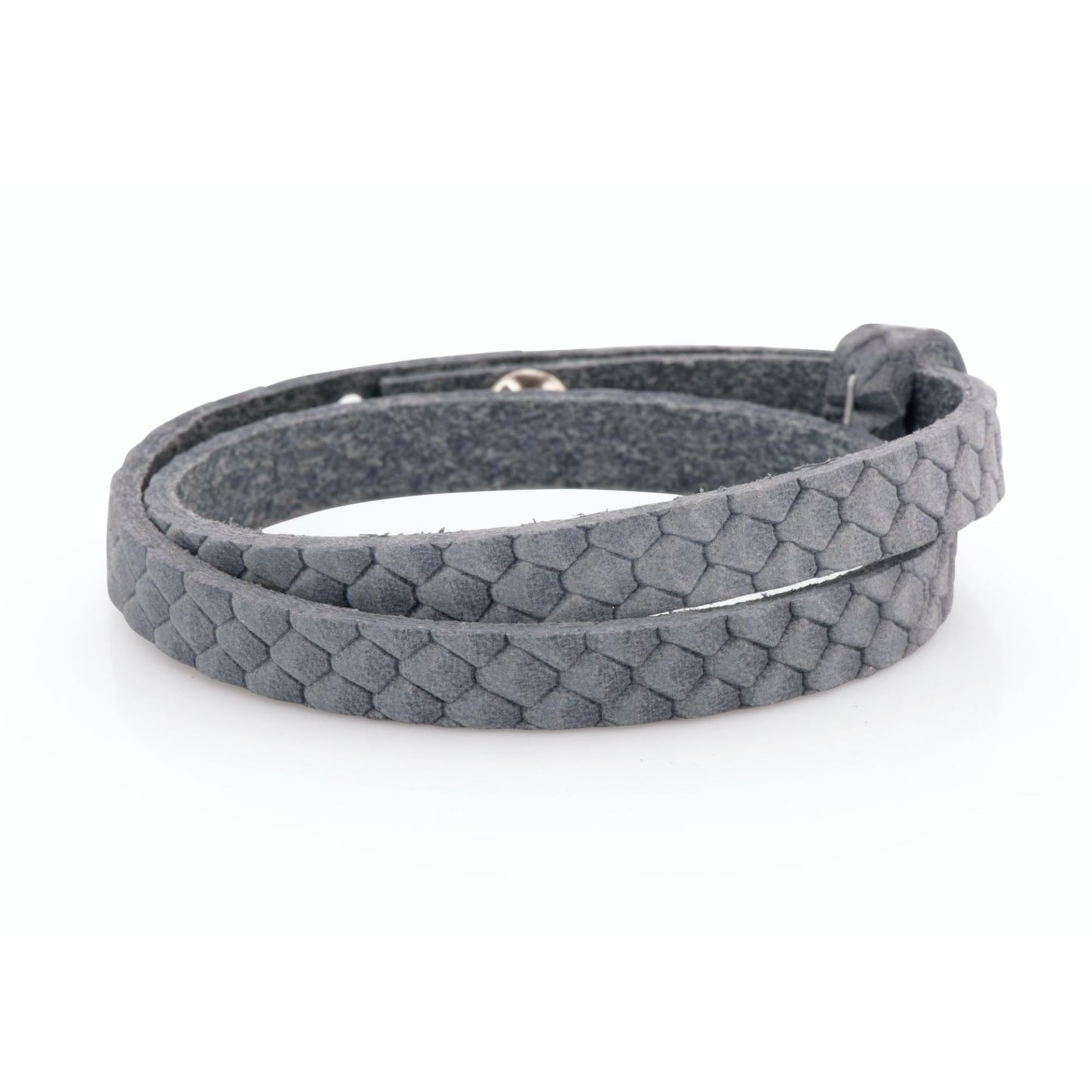 Lederarmband doppelt grau Reptilienmuster