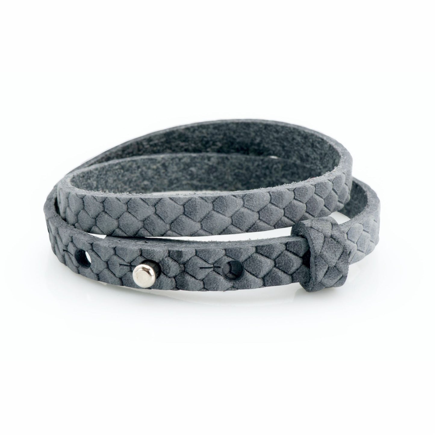 Lederarmband doppelt grau Reptilienmuster