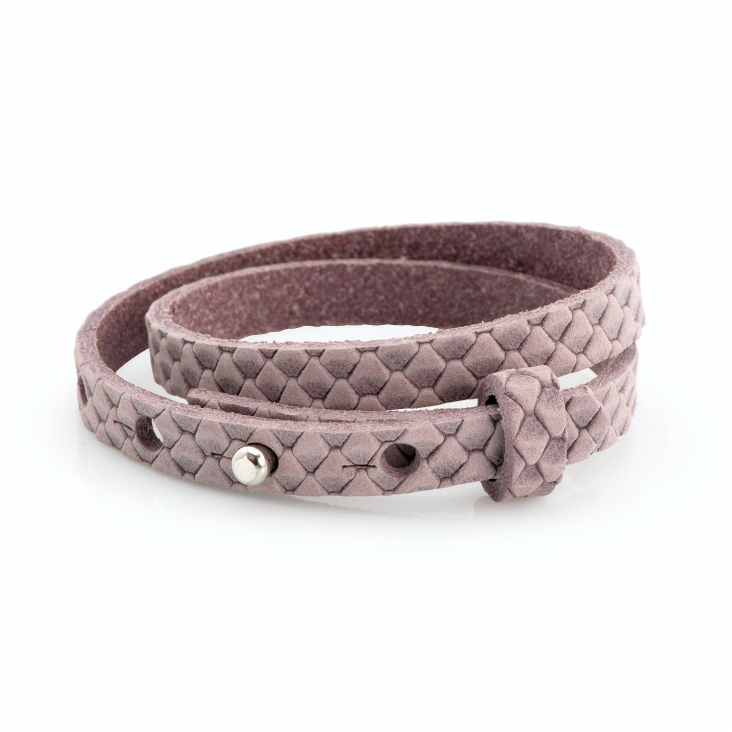 Lederarmband doppelt rosa Reptilienmuster
