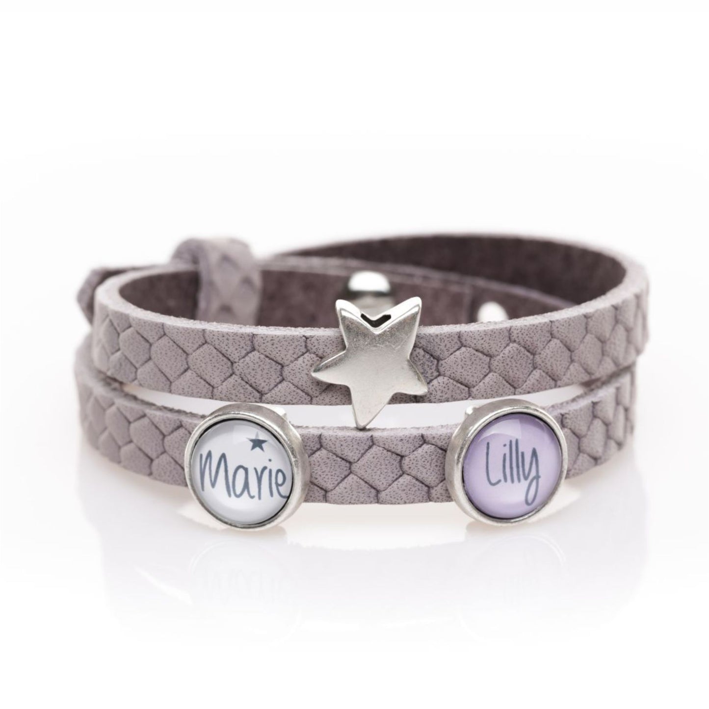 Lederarmband doppelt rosa Reptilienmuster