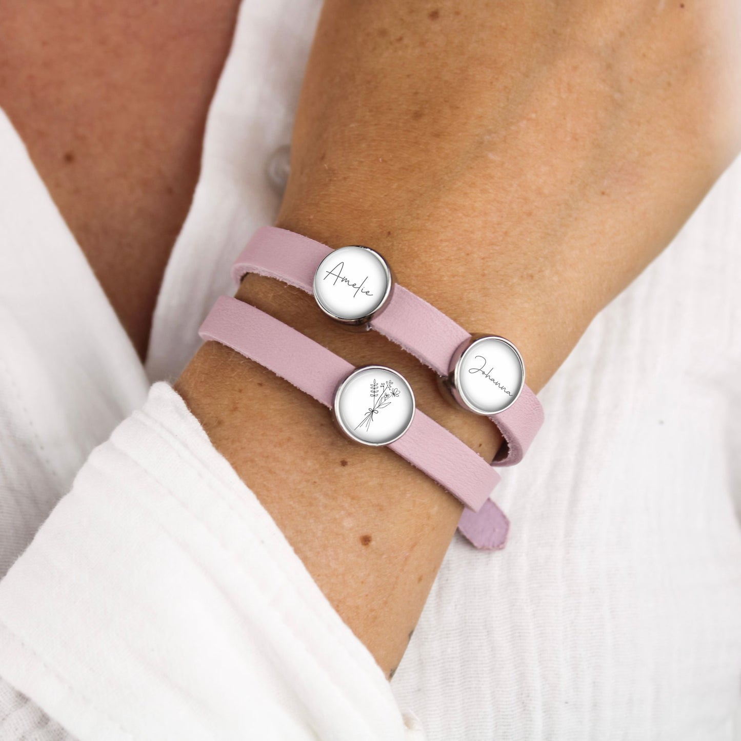 Lederarmband doppelt rosa