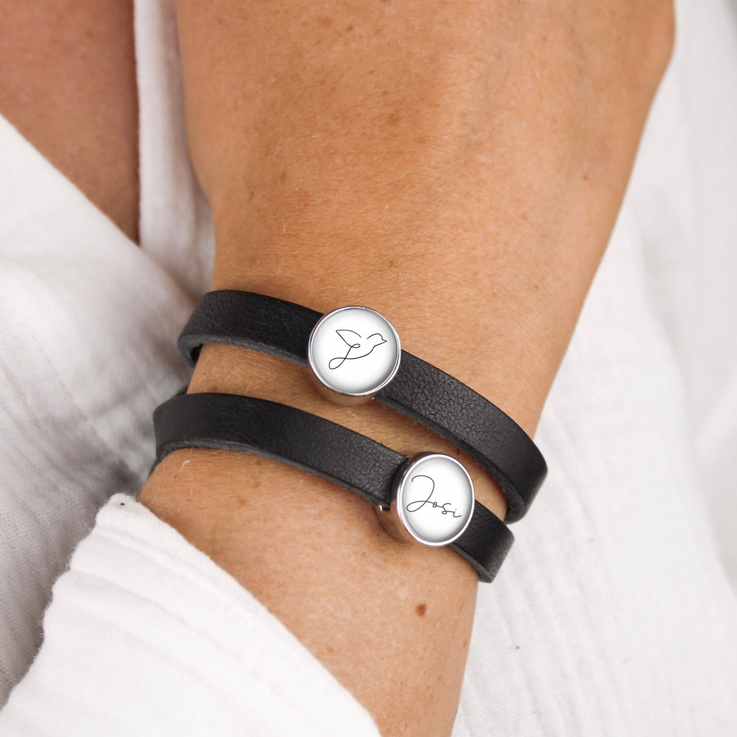 Lederarmband doppelt schwarz