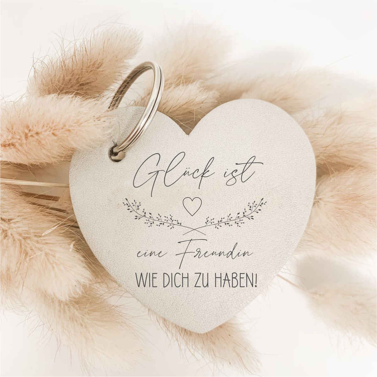 Schlüsselanhänger Leder Herz Glück ist eine Freundin mit Wunschtext