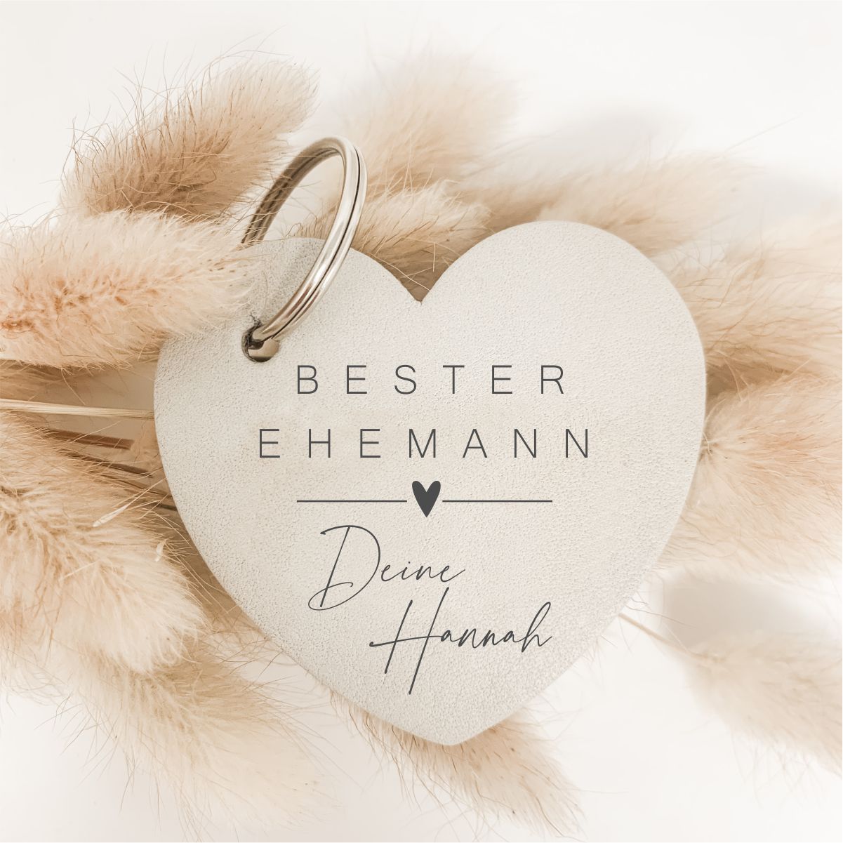 Schlüsselanhänger Leder Herz - bester Ehemann mit Wunschtext