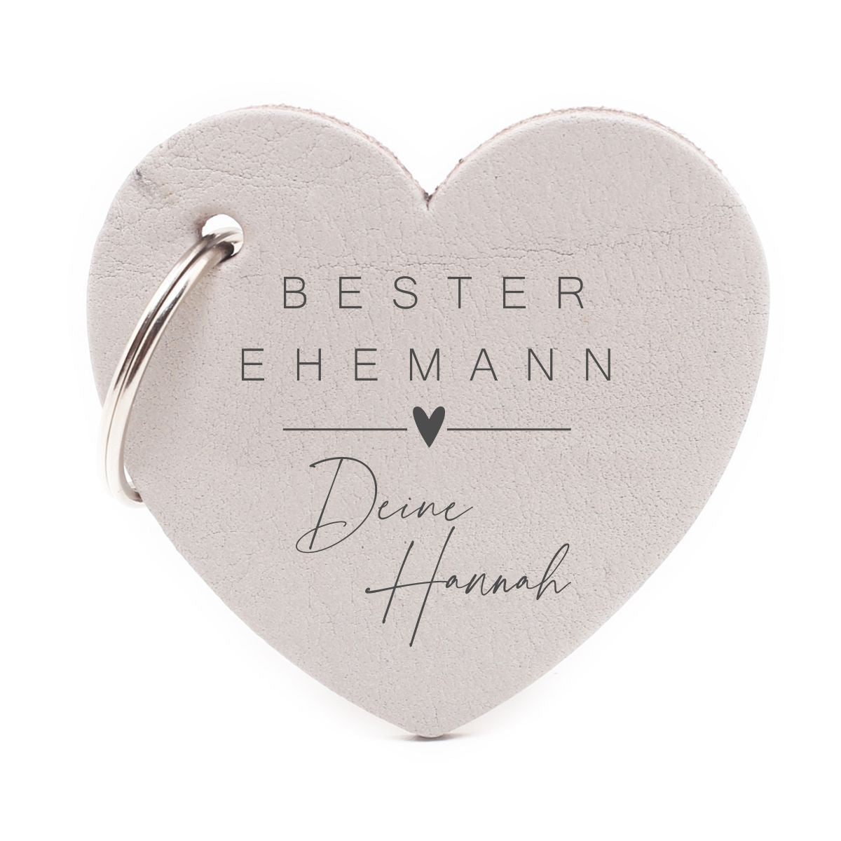 Schlüsselanhänger Leder Herz - bester Ehemann mit Wunschtext