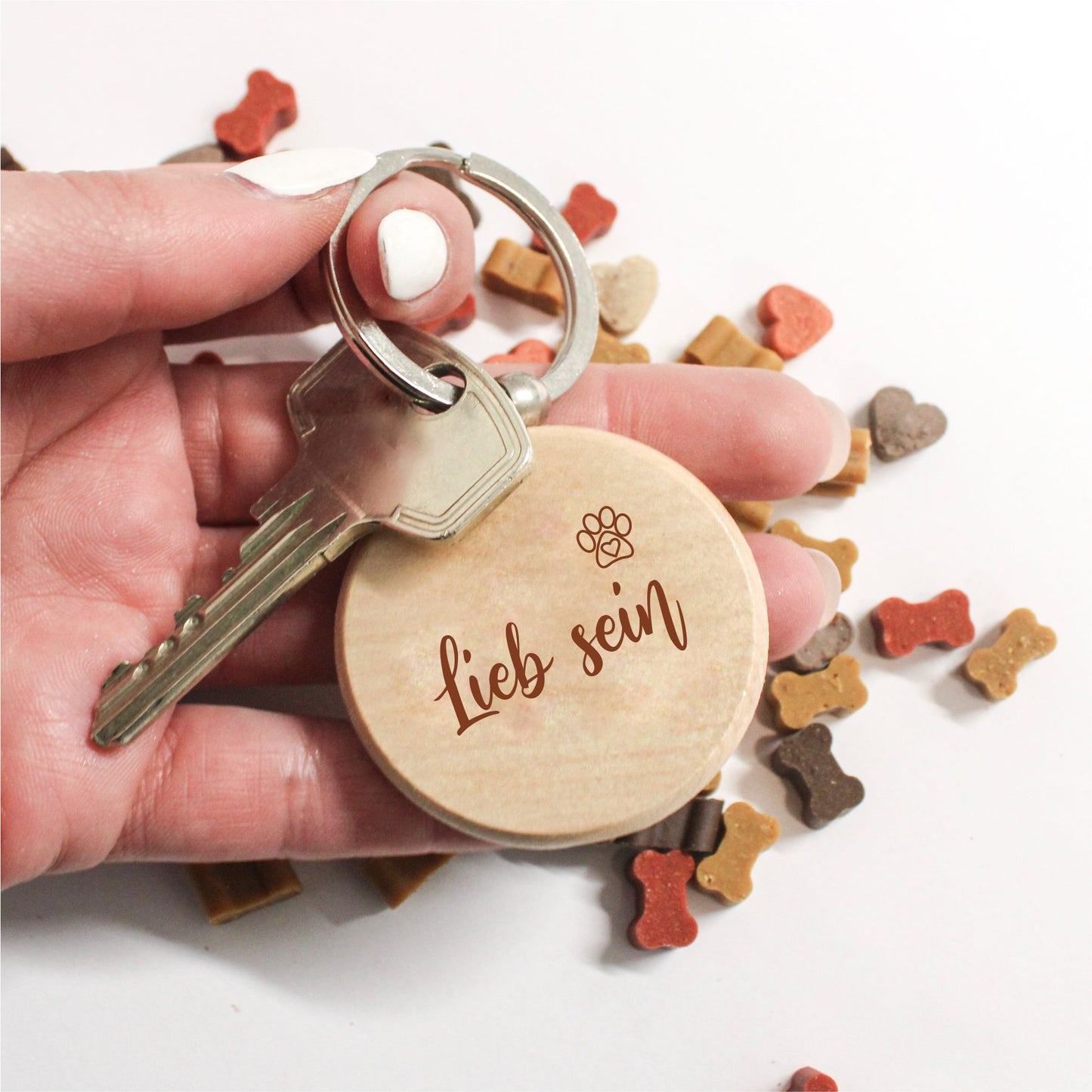 Schlüsselanhänger Holz "Lieb sein" Fenjas Art