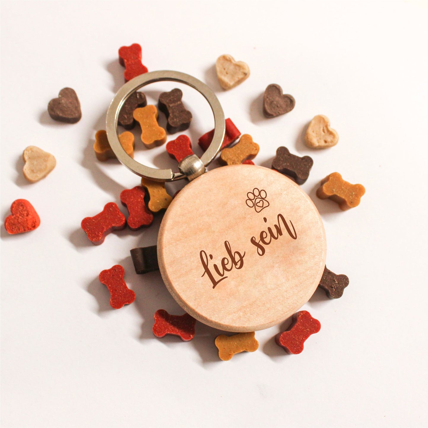 Schlüsselanhänger Holz "Lieb sein" Fenjas Art