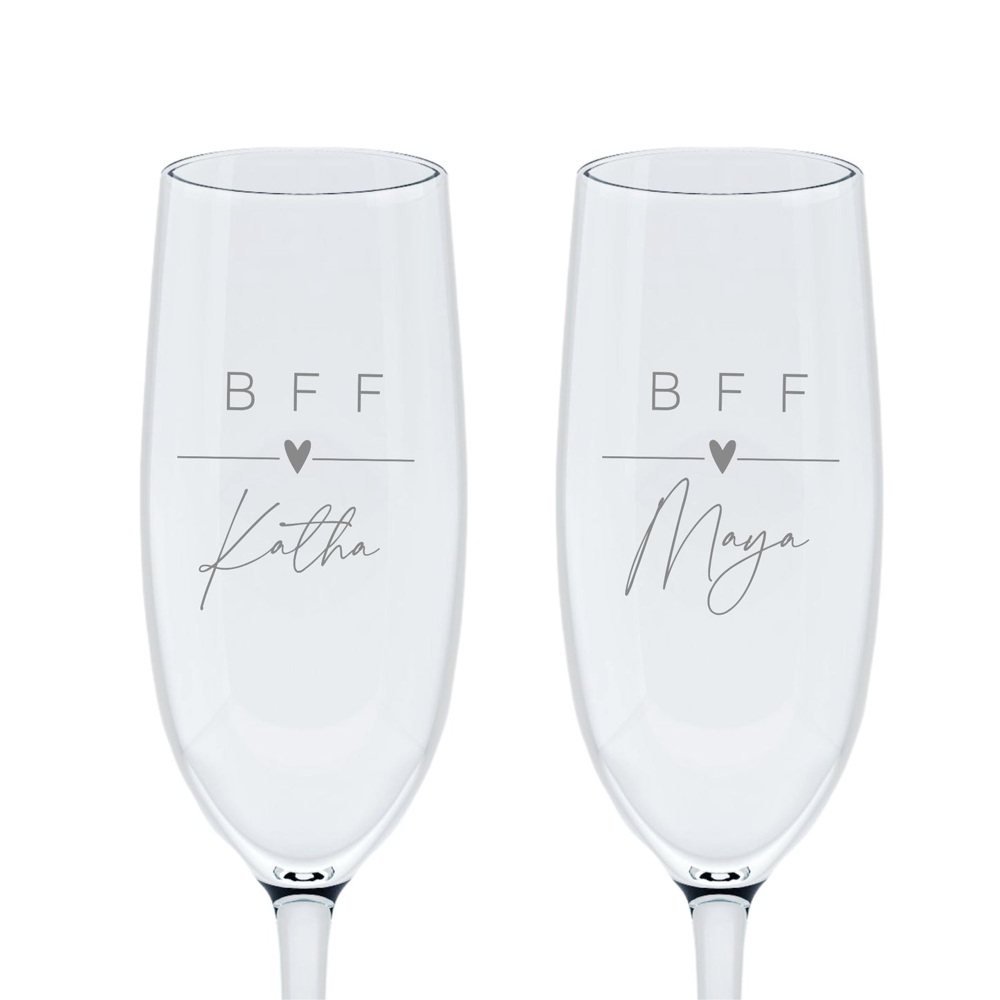 Sektglas Set BFF mit Wunschtext