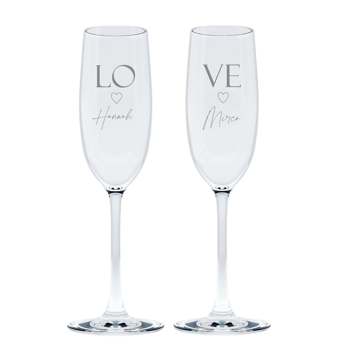 Sektglas Set LOVE mit Wunschtext