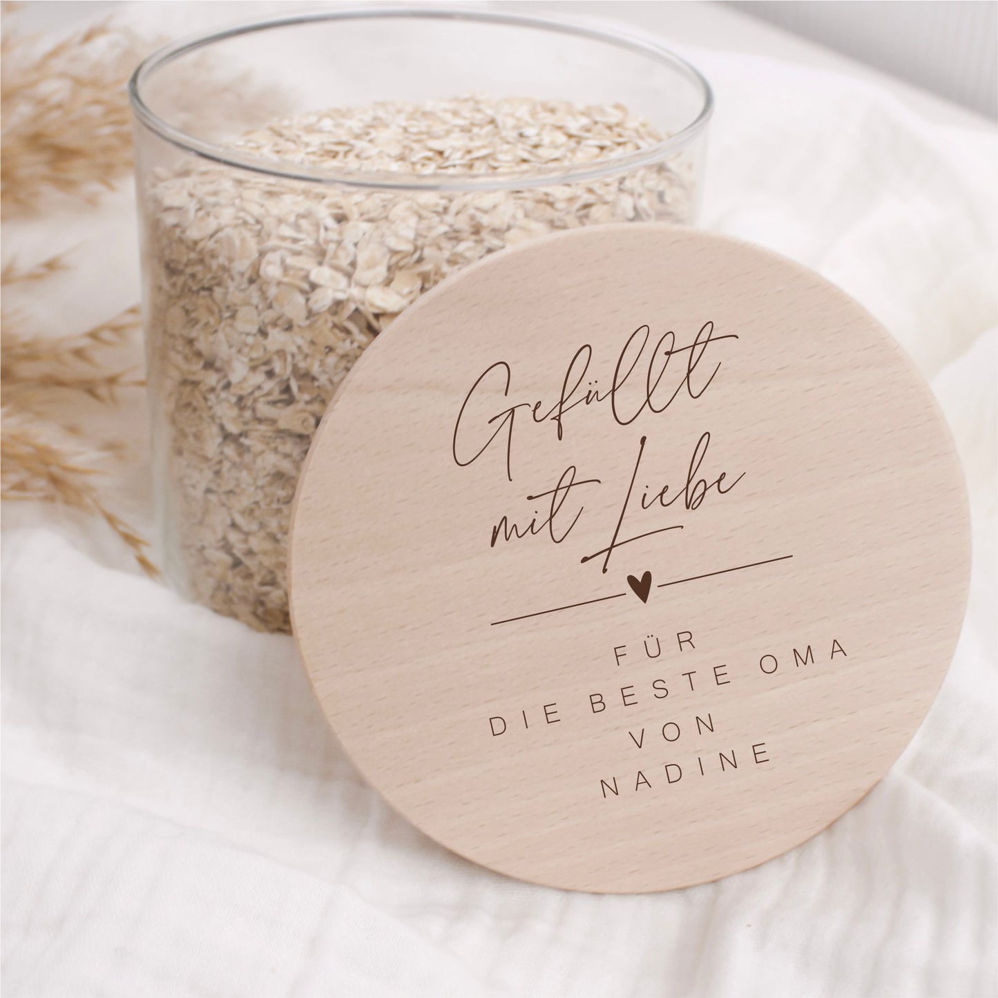 Vorratsglas 530ml mit Holzdeckel - mit deiner WUNSCHGRAVUR
